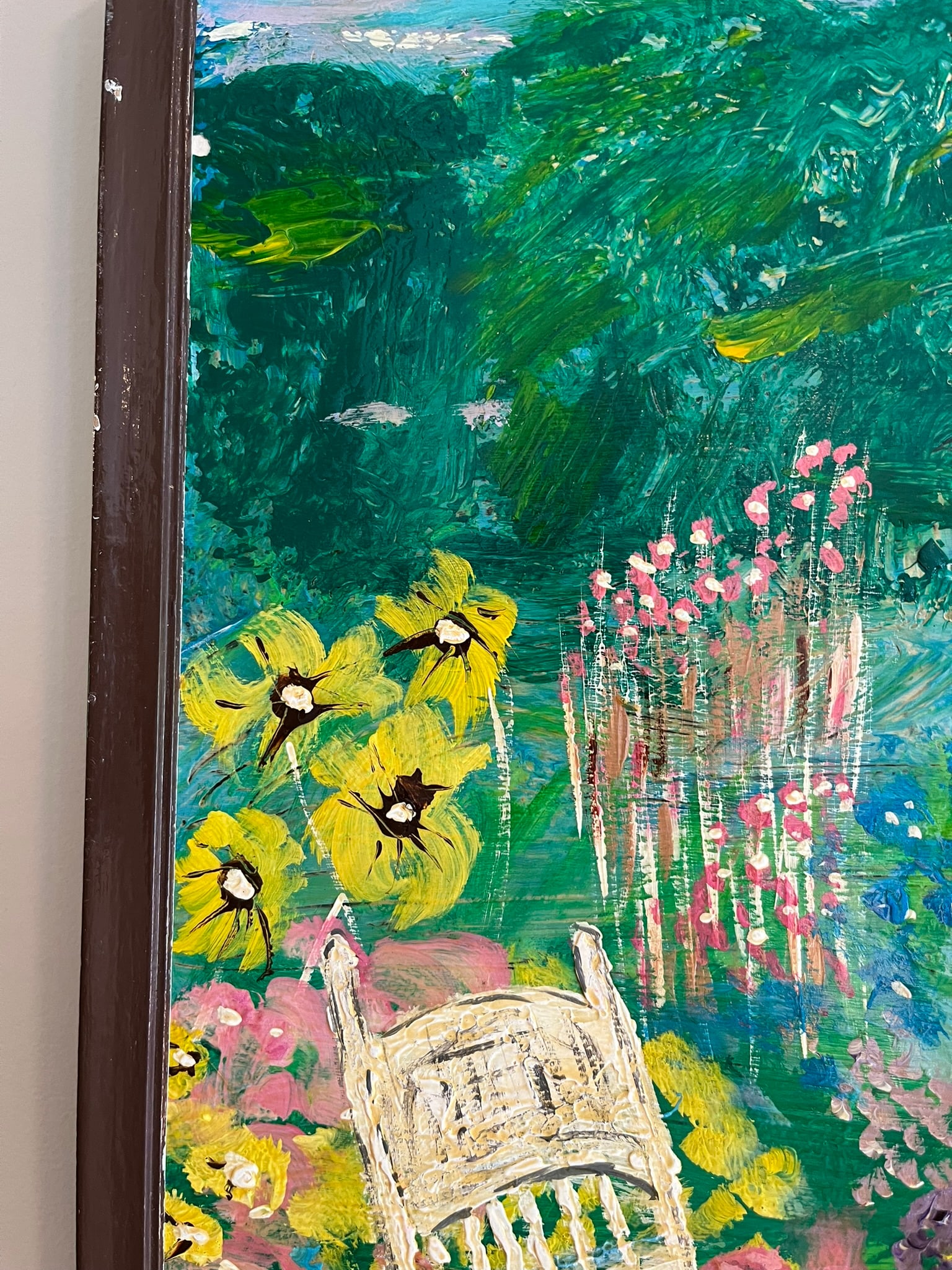 1960s Mid-Century Folk Art Painting Oil on Board, Framed - 3