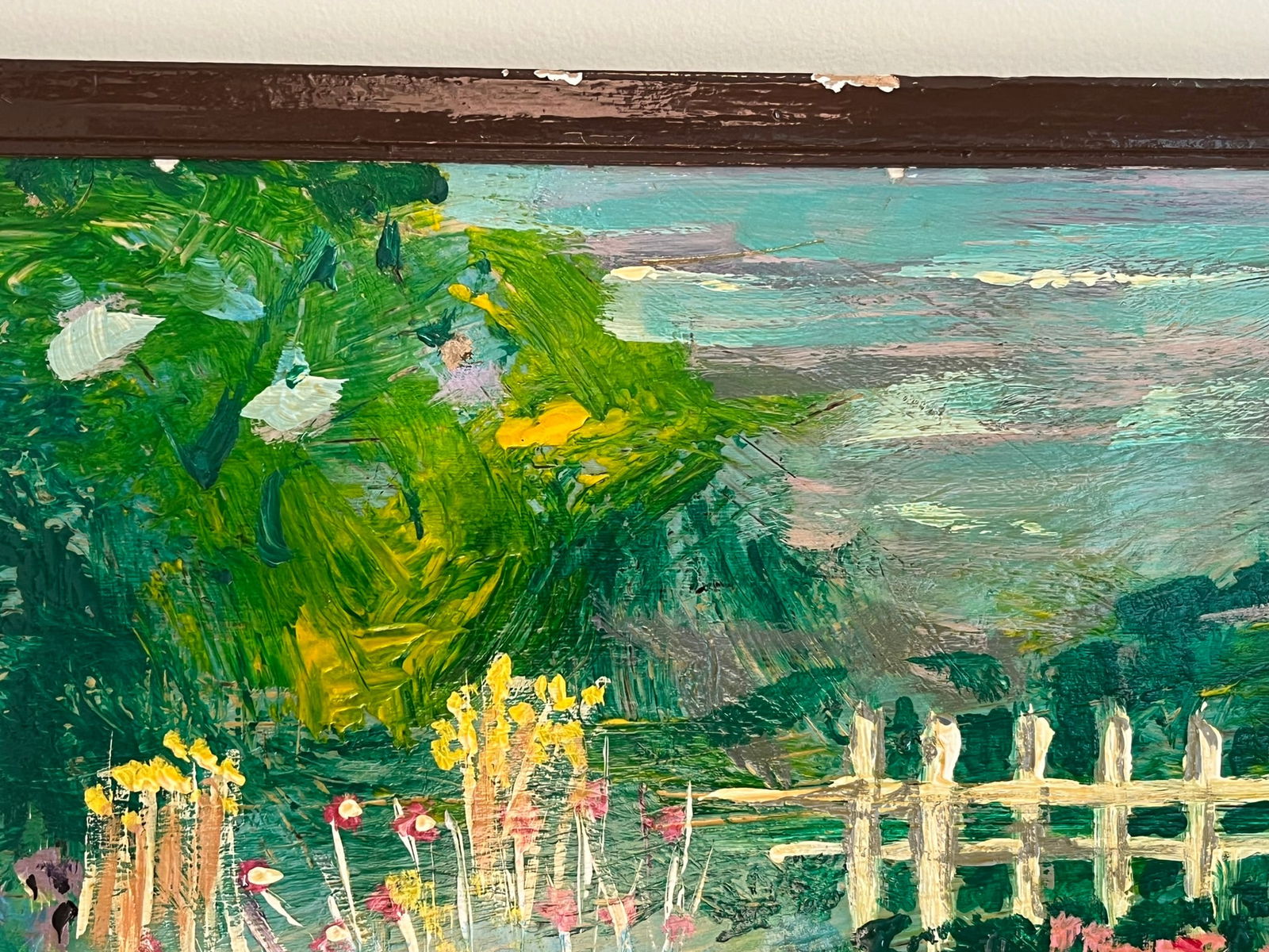 1960s Mid-Century Folk Art Painting Oil on Board, Framed - 5