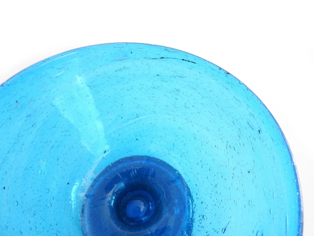 Cobalt Blue Recycled Hand Blown Glass Pedestal Ice Cream Sherbet Bowls- Set of 4 - 11