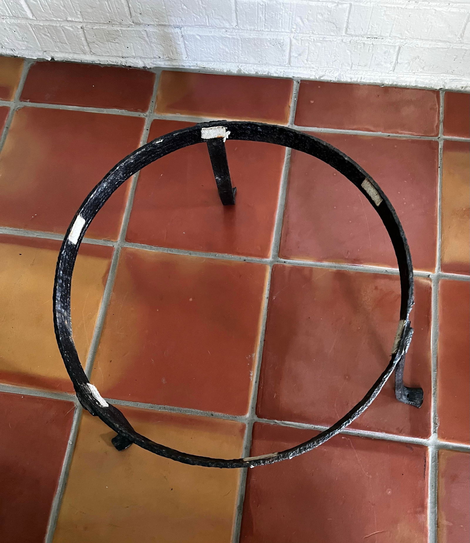 Antique Early American Brass Sugar Kettle With Hand-Hammered Iron Stand - 8