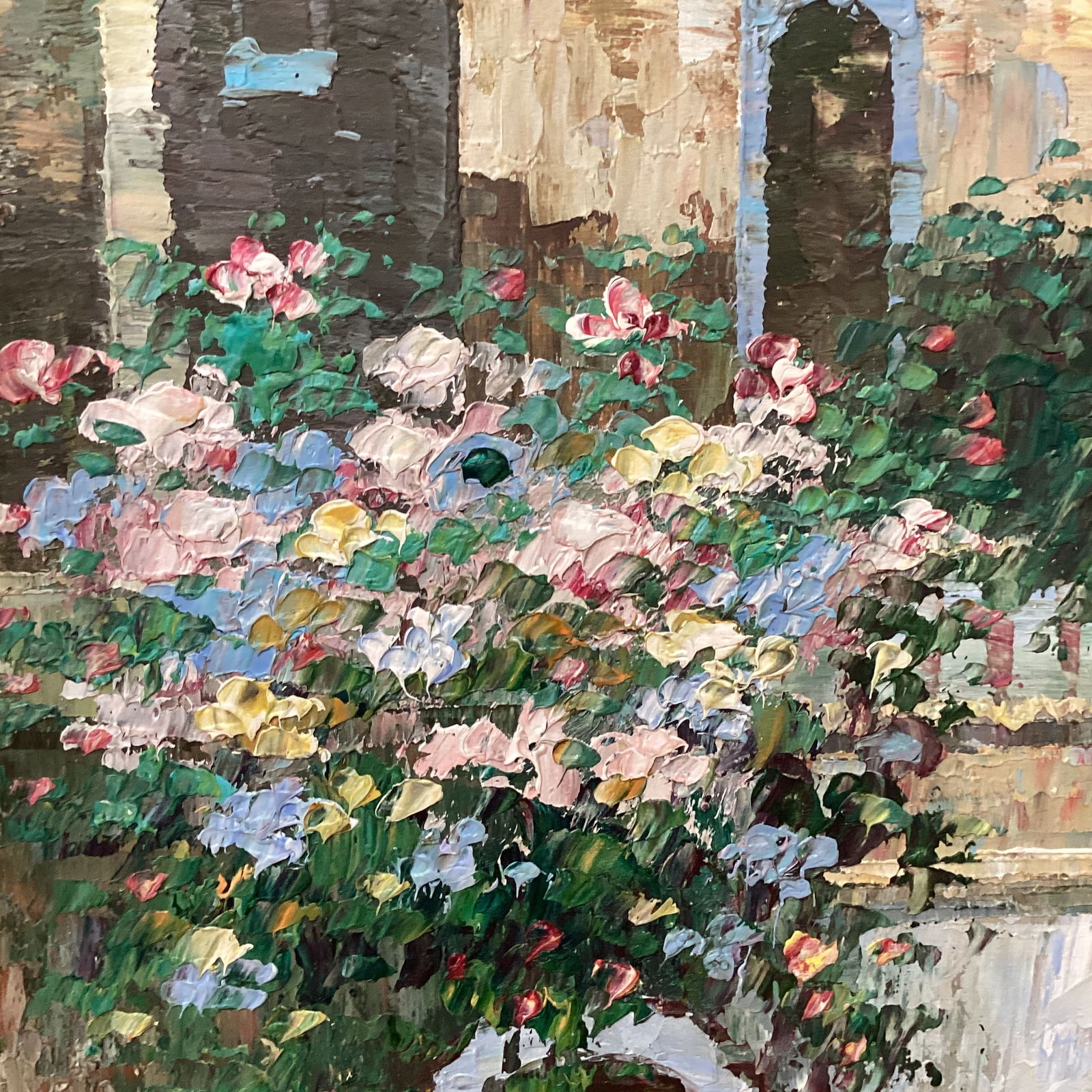 Mid 20th Century Oil on Canvas Painting Venetian Street Scene Framed - 10