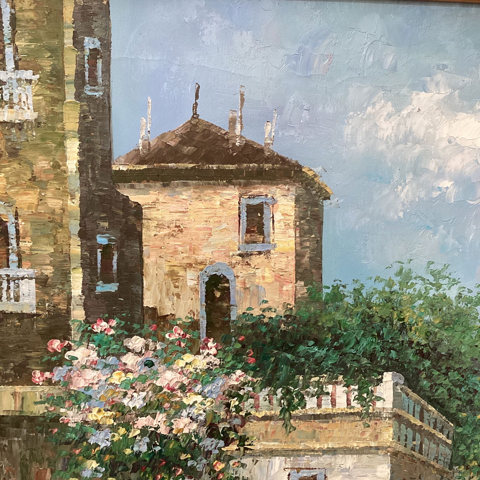 Mid 20th Century Oil on Canvas Painting Venetian Street Scene Framed - 4