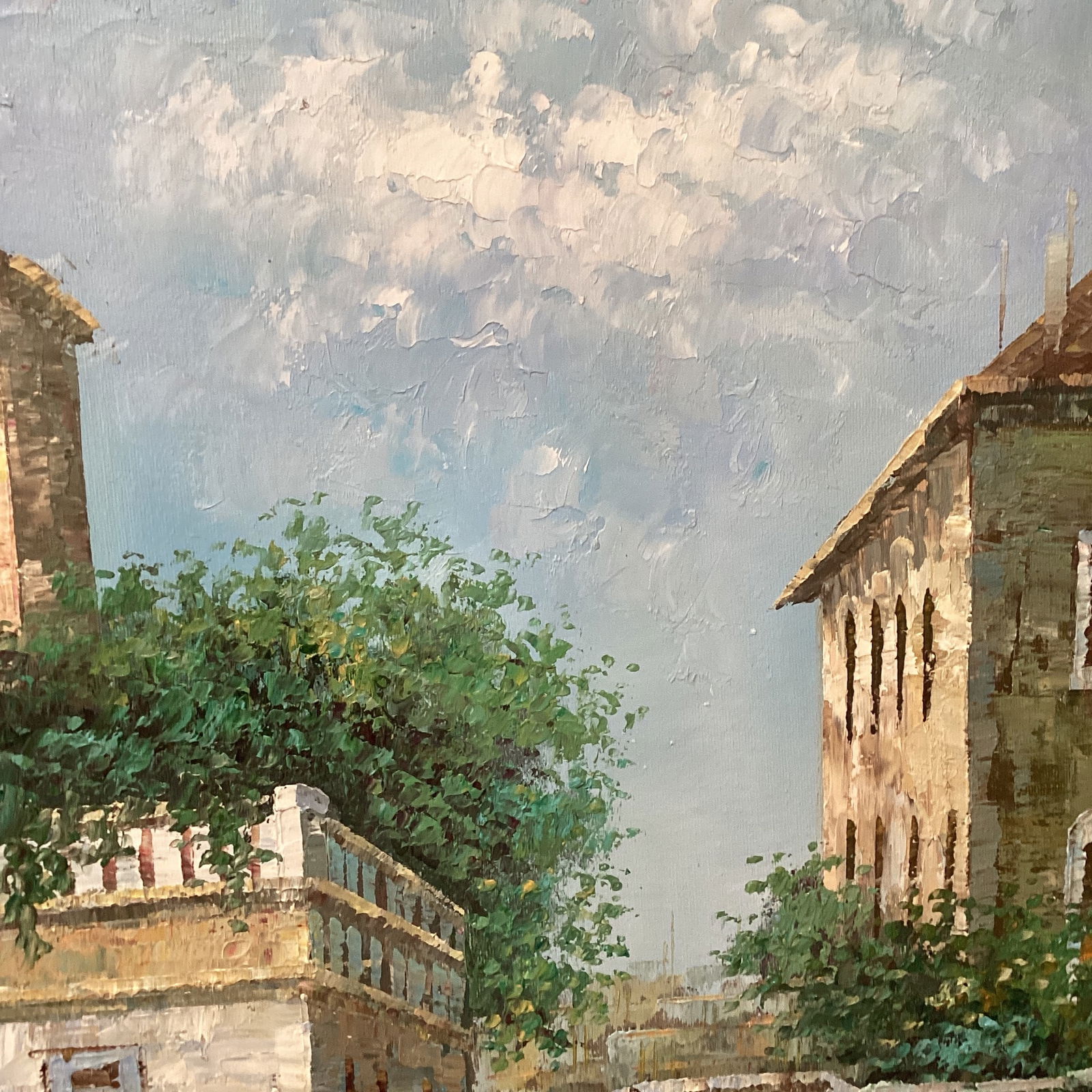 Mid 20th Century Oil on Canvas Painting Venetian Street Scene Framed - 5