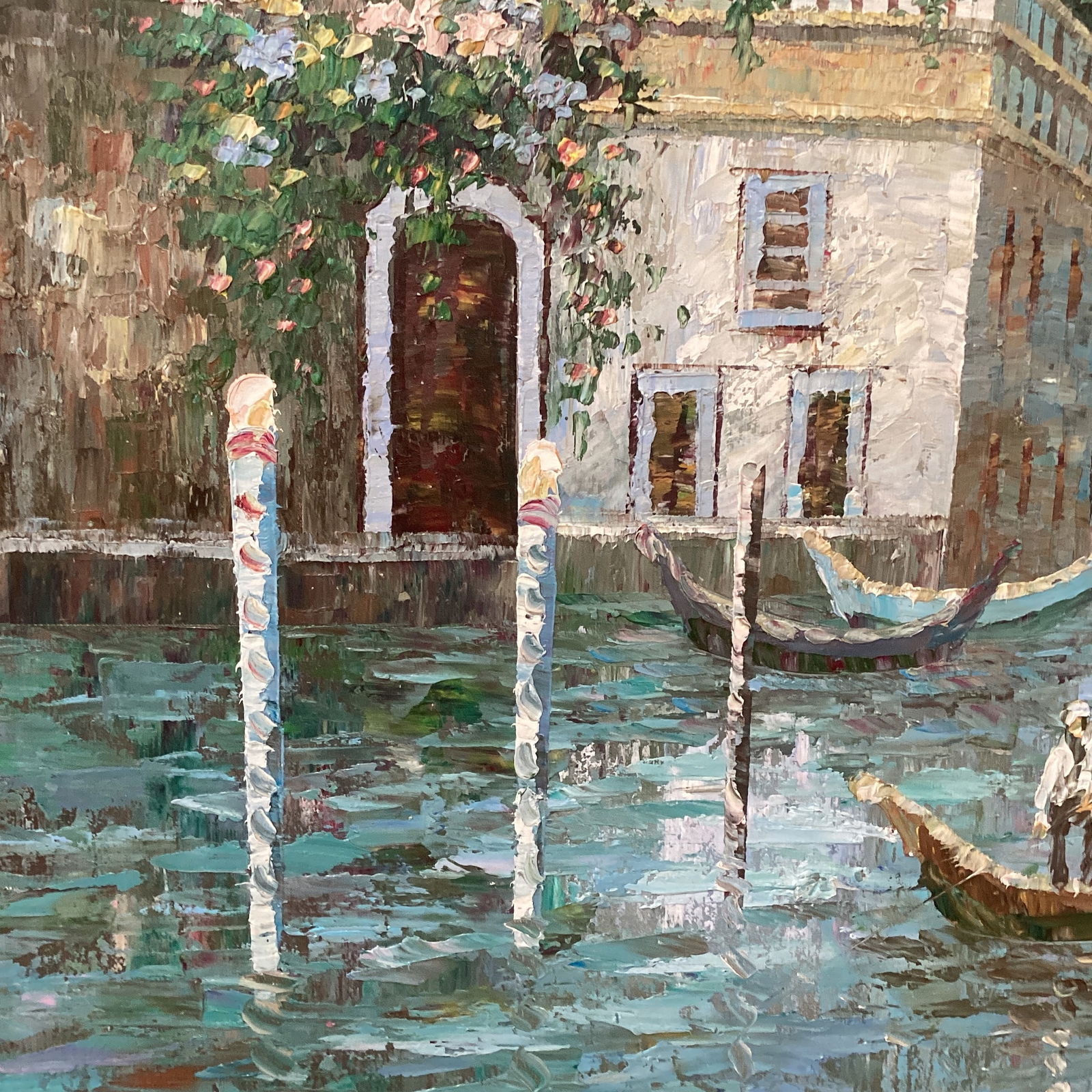 Mid 20th Century Oil on Canvas Painting Venetian Street Scene Framed - 7