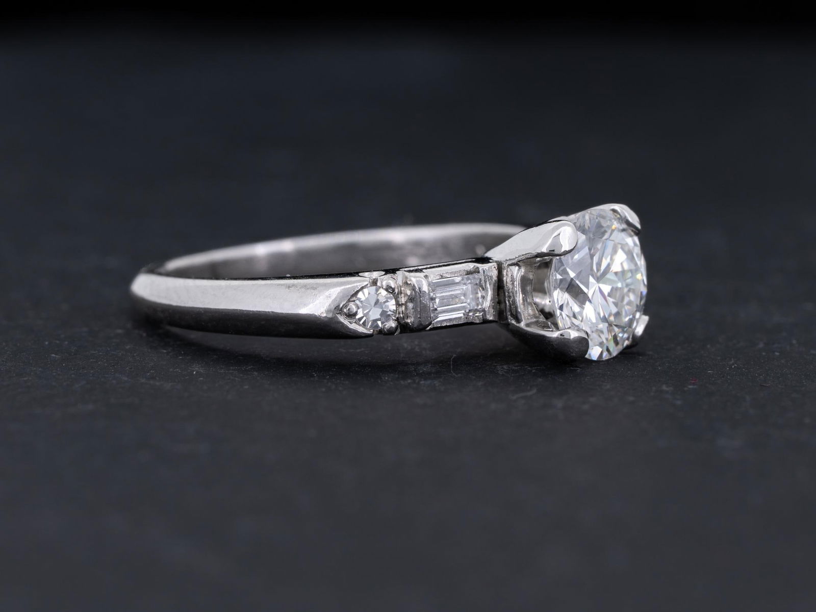 Vintage Art Deco 1.00ctw Diamond Solitaire Engagement Platinum Gia Certified Anniversary Ring Size 5 - 3