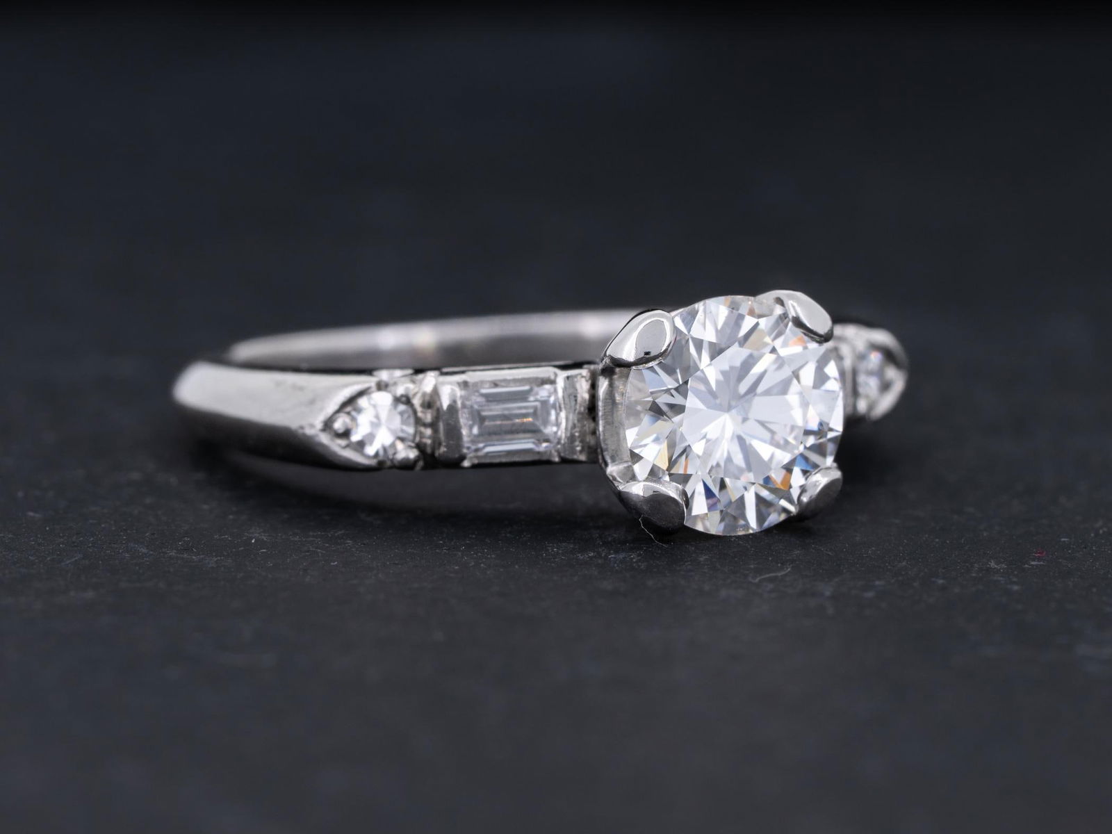Vintage Art Deco 1.00ctw Diamond Solitaire Engagement Platinum Gia Certified Anniversary Ring Size 5 - 5