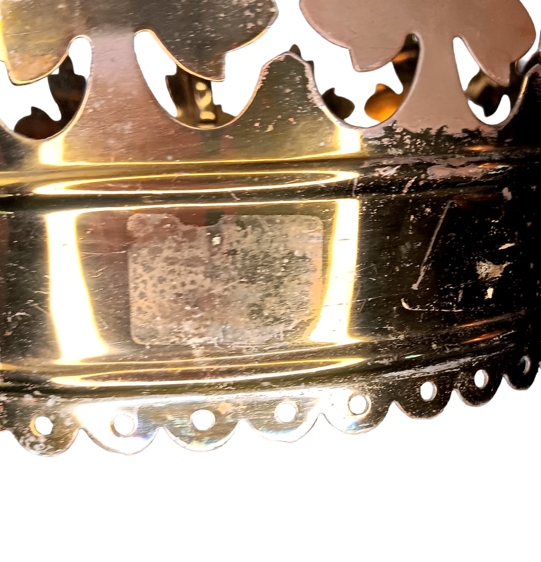 1950s Vintage Gothic Brass Canopy Bed Crown Fleur De Lis - 12