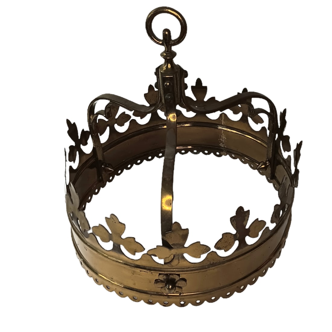 1950s Vintage Gothic Brass Canopy Bed Crown Fleur De Lis - 3