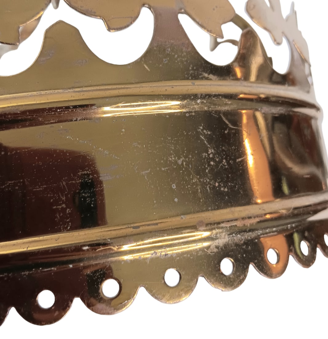 1950s Vintage Gothic Brass Canopy Bed Crown Fleur De Lis - 6