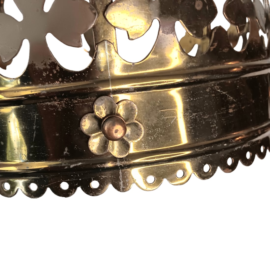 1950s Vintage Gothic Brass Canopy Bed Crown Fleur De Lis - 7