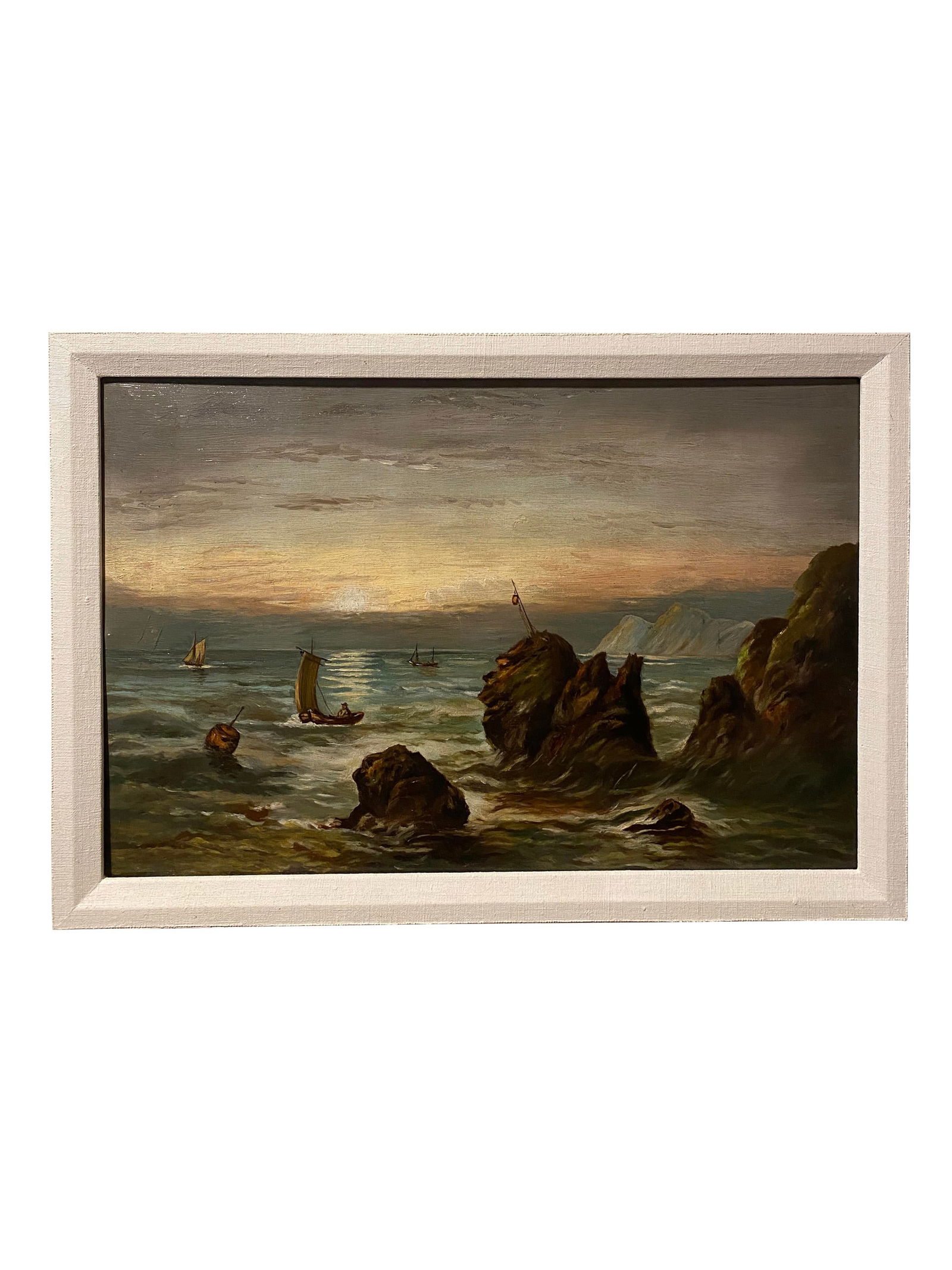 Mid 20th Century Sea Oil Painting With Linen Frame - 2