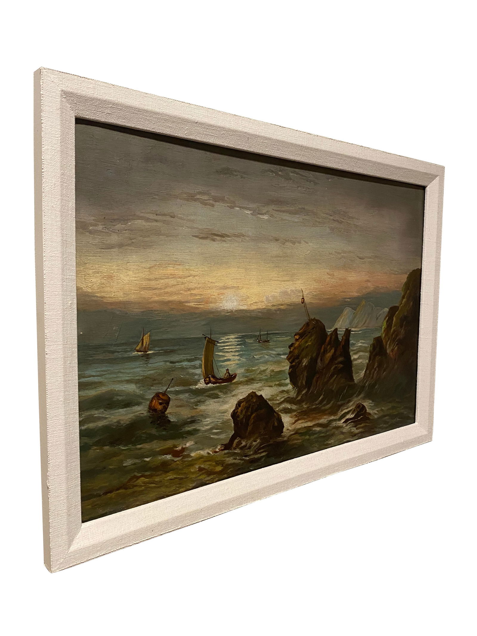 Mid 20th Century Sea Oil Painting With Linen Frame - 3