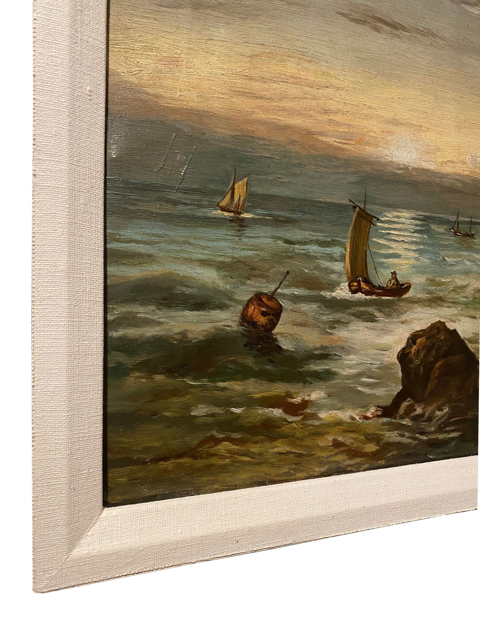 Mid 20th Century Sea Oil Painting With Linen Frame - 5