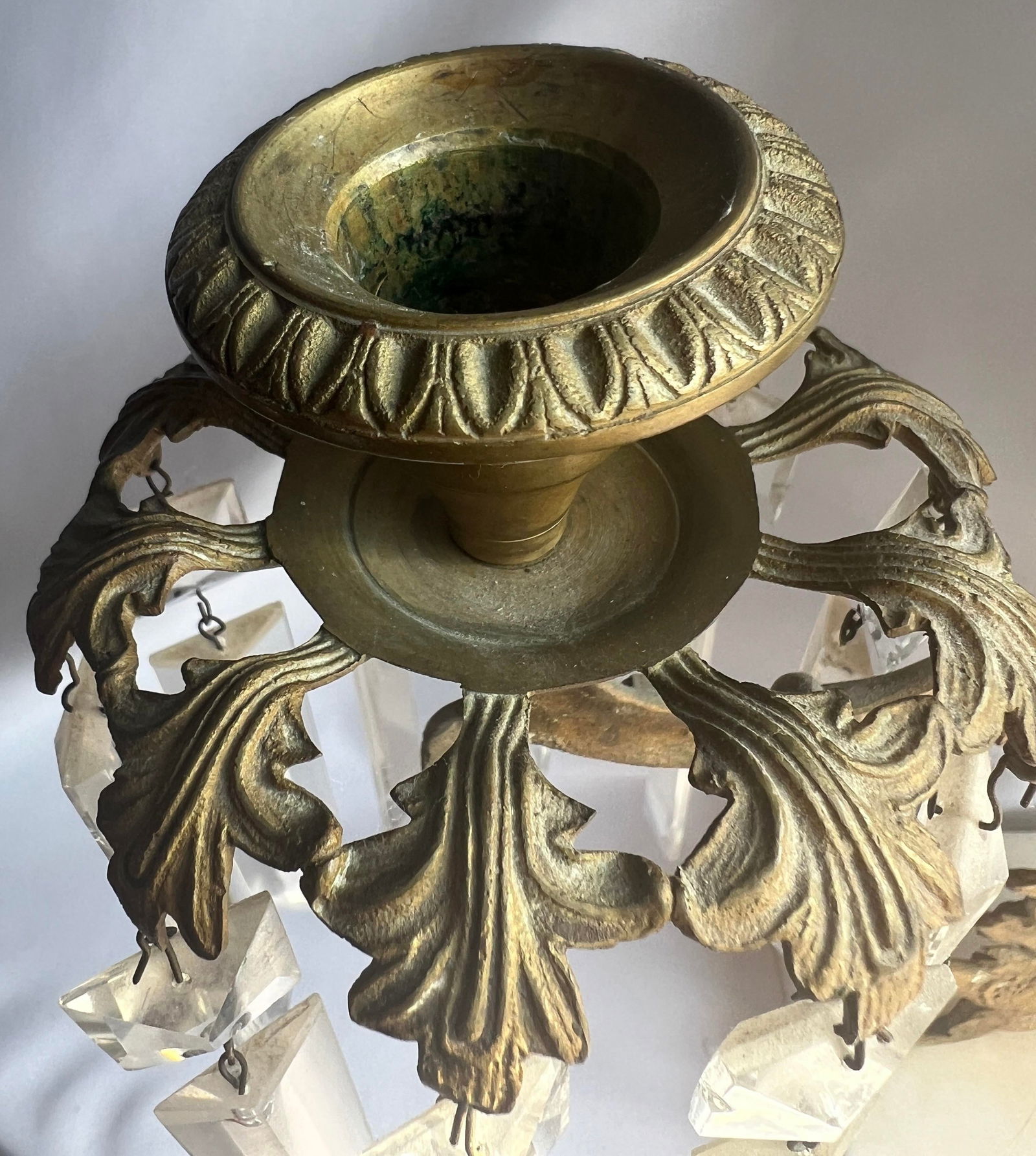 19th Century Girandole Crystal, Brass and Marble Candelabra - 12