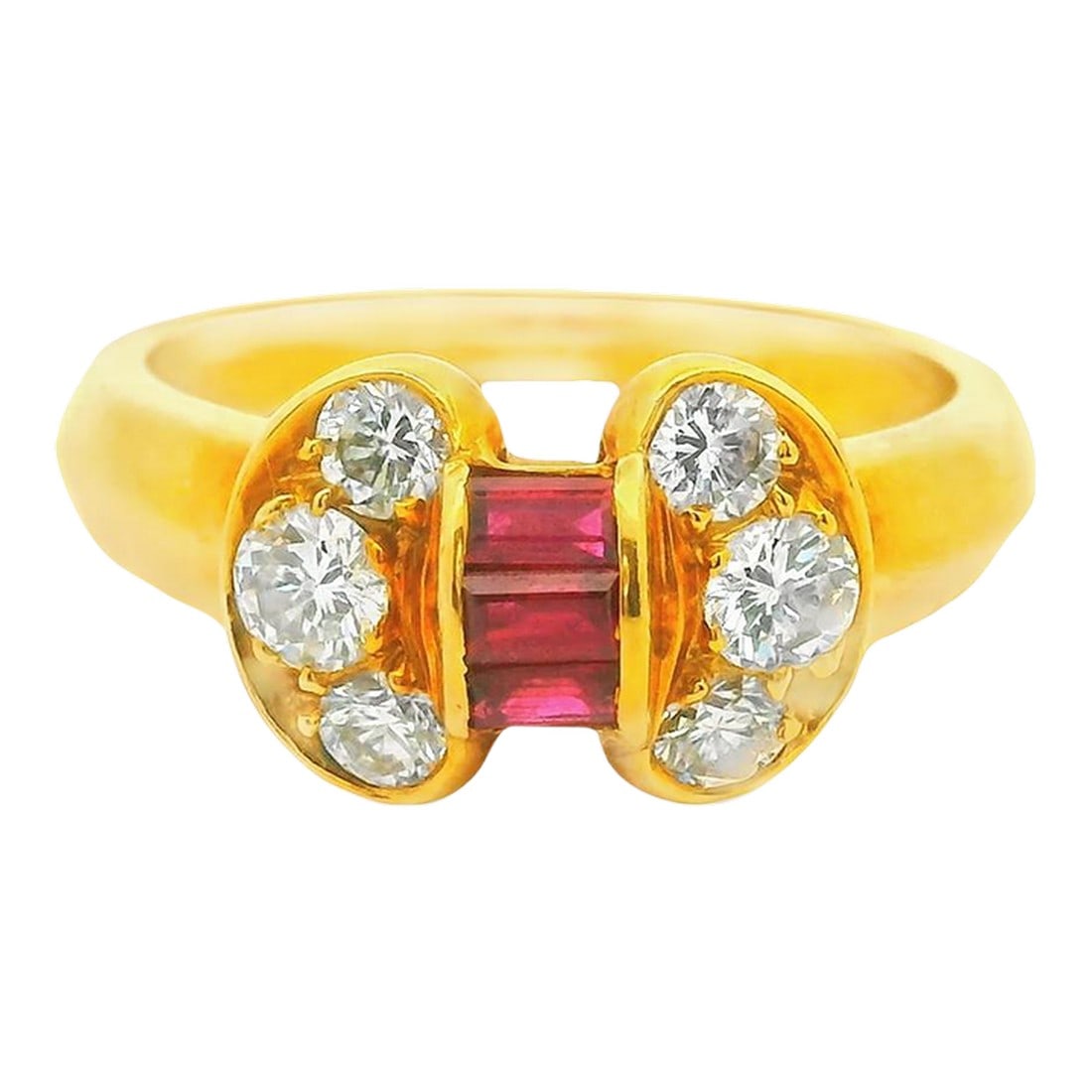 Van Cleef & Arpels Celestial Ruby Diamond 18k Yellow Gold Ring Size 5.25 (1 of 4)