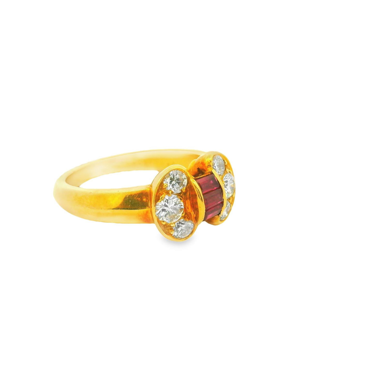 Van Cleef & Arpels Celestial Ruby Diamond 18k Yellow Gold Ring Size 5.25 - 3
