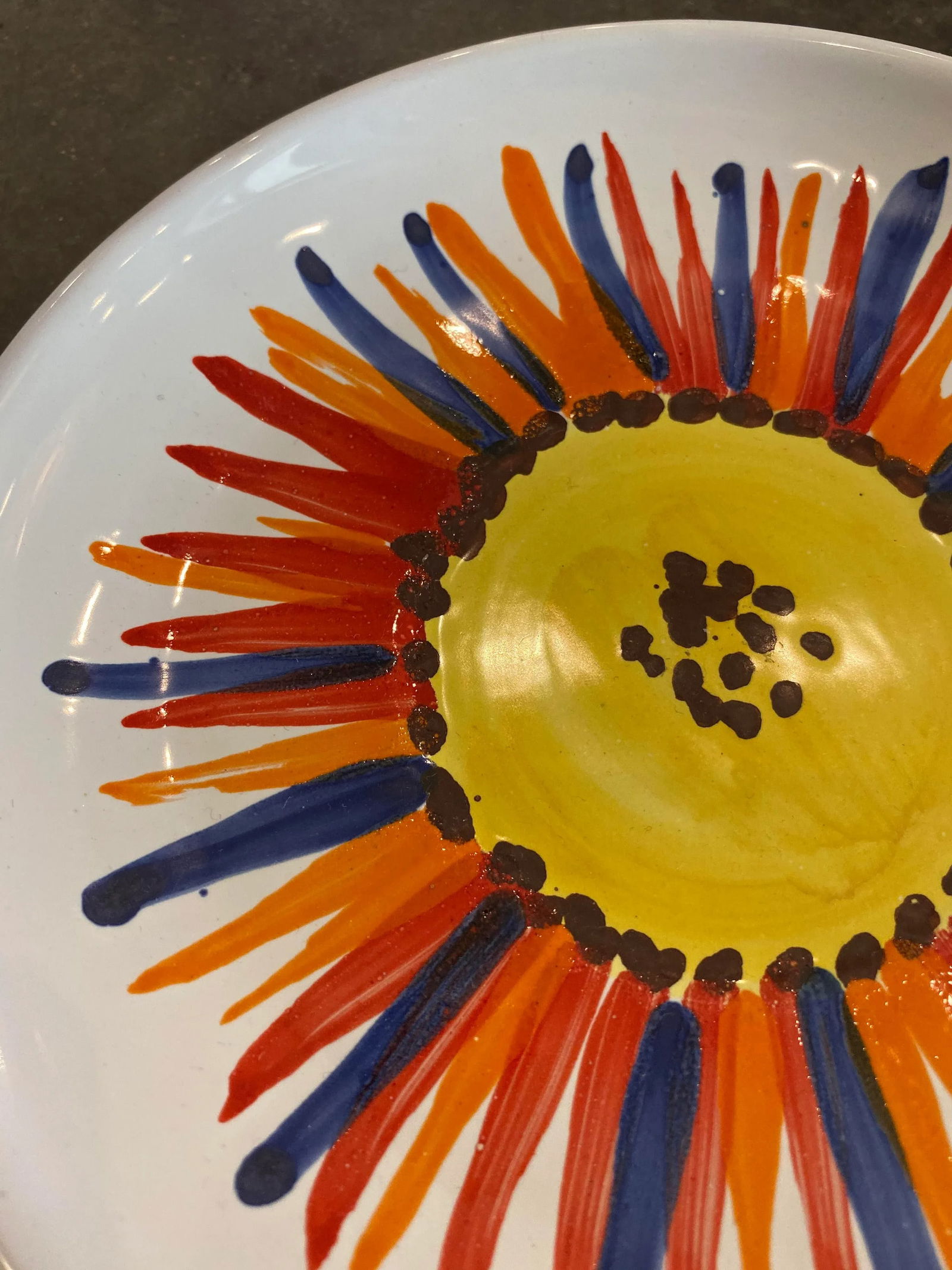 Vintage Mid Century Italian Floral Pottery Plate - 4