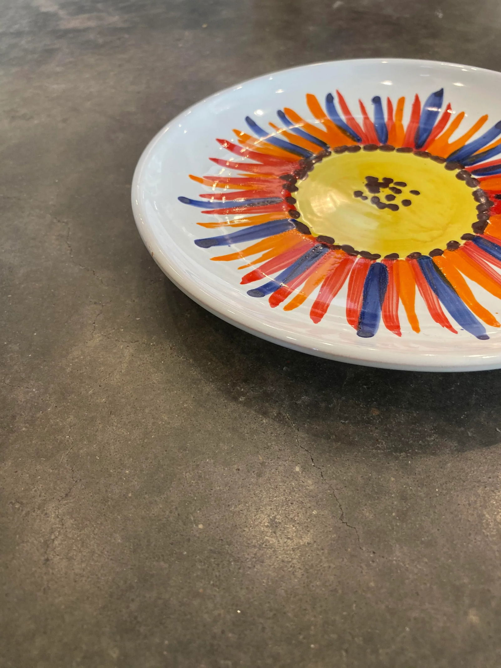 Vintage Mid Century Italian Floral Pottery Plate - 5