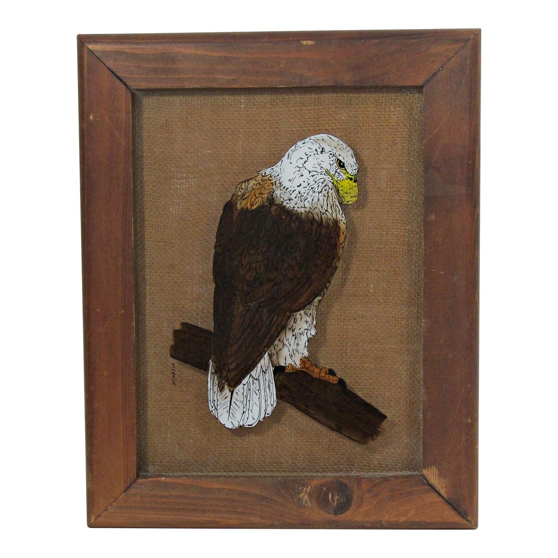 American Bald Eagle Reverse Painting on Glass by Sharon Adkison - 1980s Vintage (1 of 8)