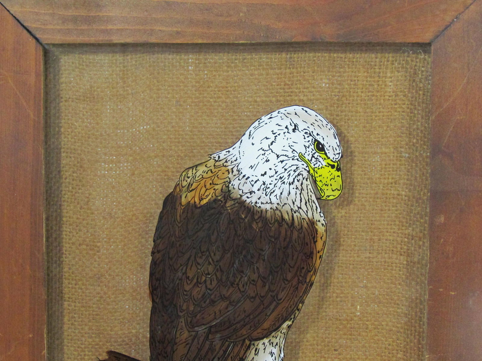American Bald Eagle Reverse Painting on Glass by Sharon Adkison - 1980s Vintage - 2