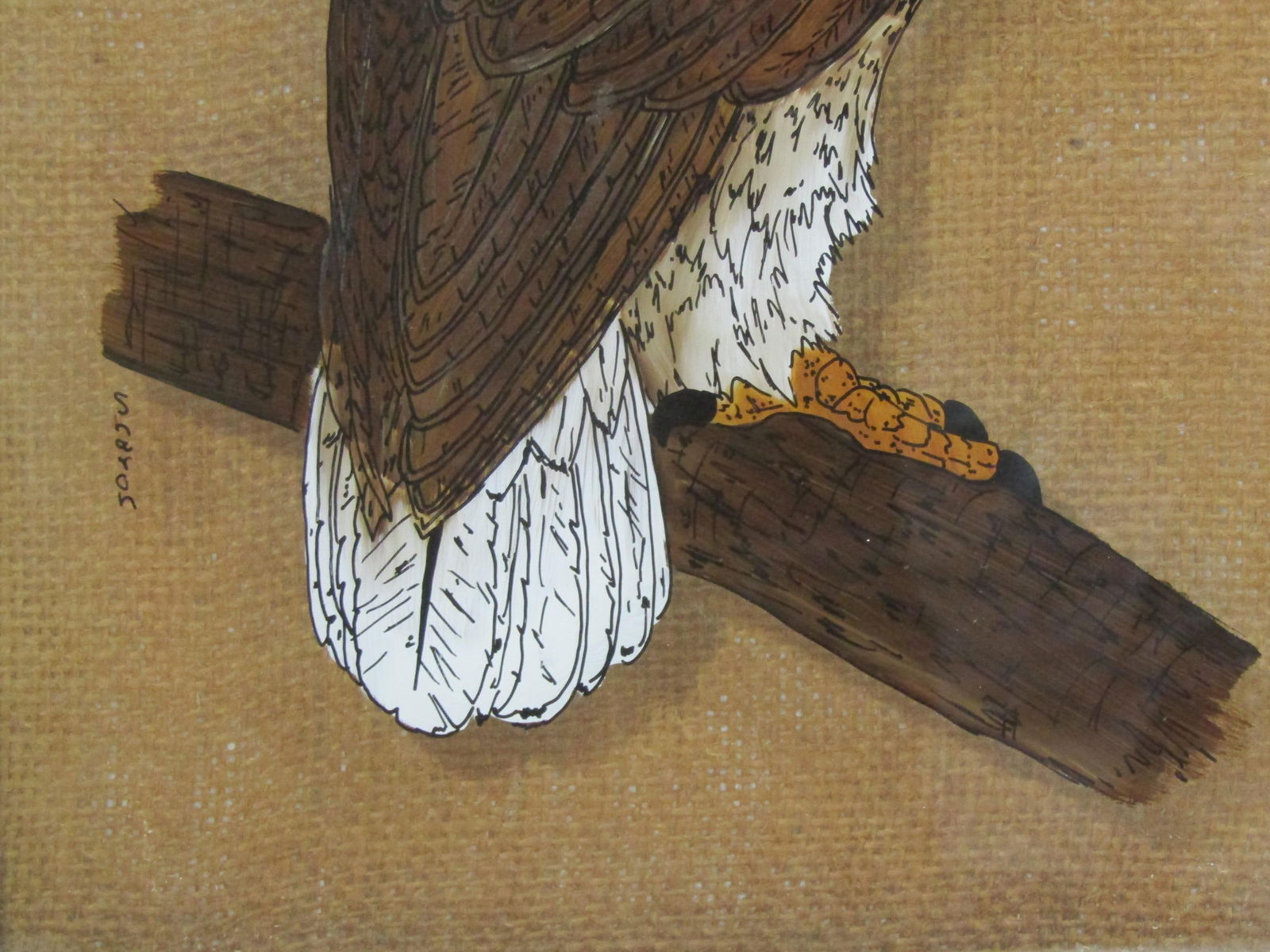 American Bald Eagle Reverse Painting on Glass by Sharon Adkison - 1980s Vintage - 3