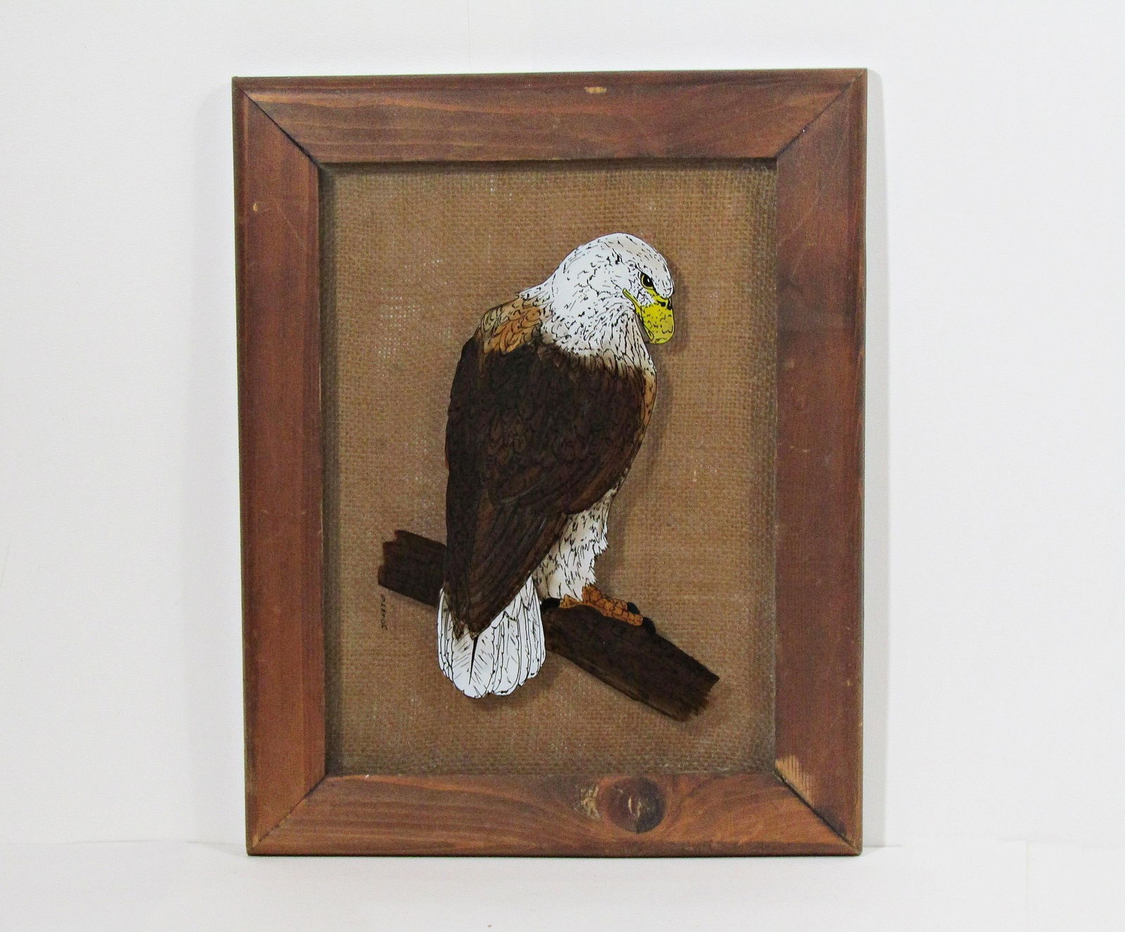 American Bald Eagle Reverse Painting on Glass by Sharon Adkison - 1980s Vintage - 5