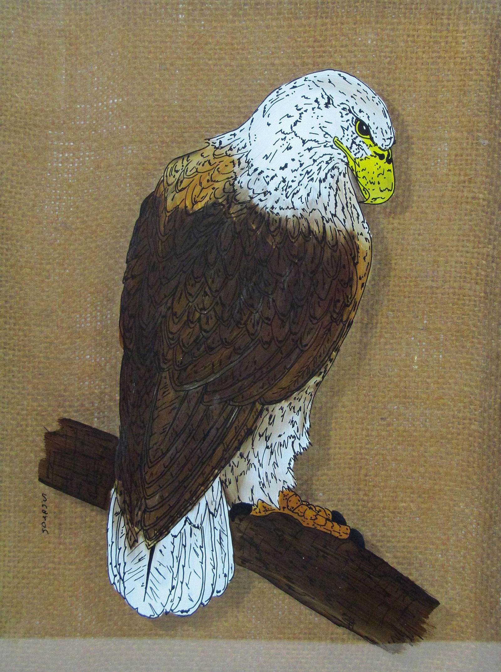 American Bald Eagle Reverse Painting on Glass by Sharon Adkison - 1980s Vintage - 6