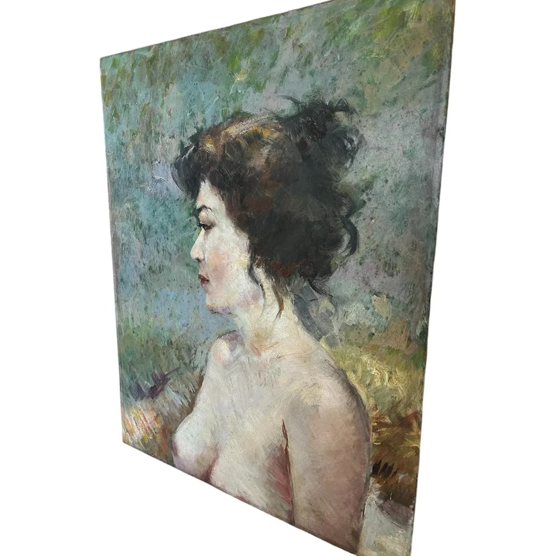 1970s Oil on Board Portrait Painting of Nude Woman - 3