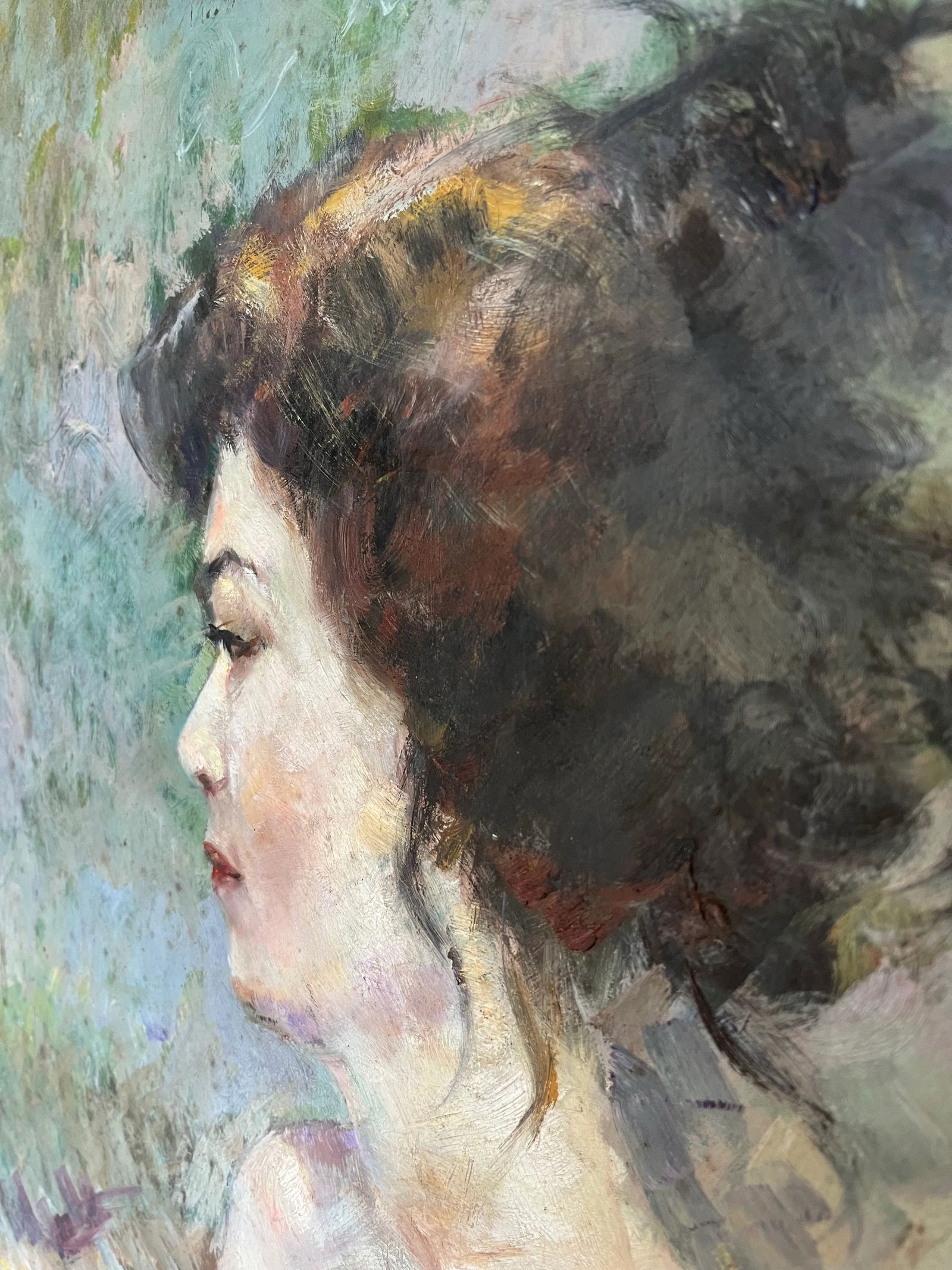 1970s Oil on Board Portrait Painting of Nude Woman - 7