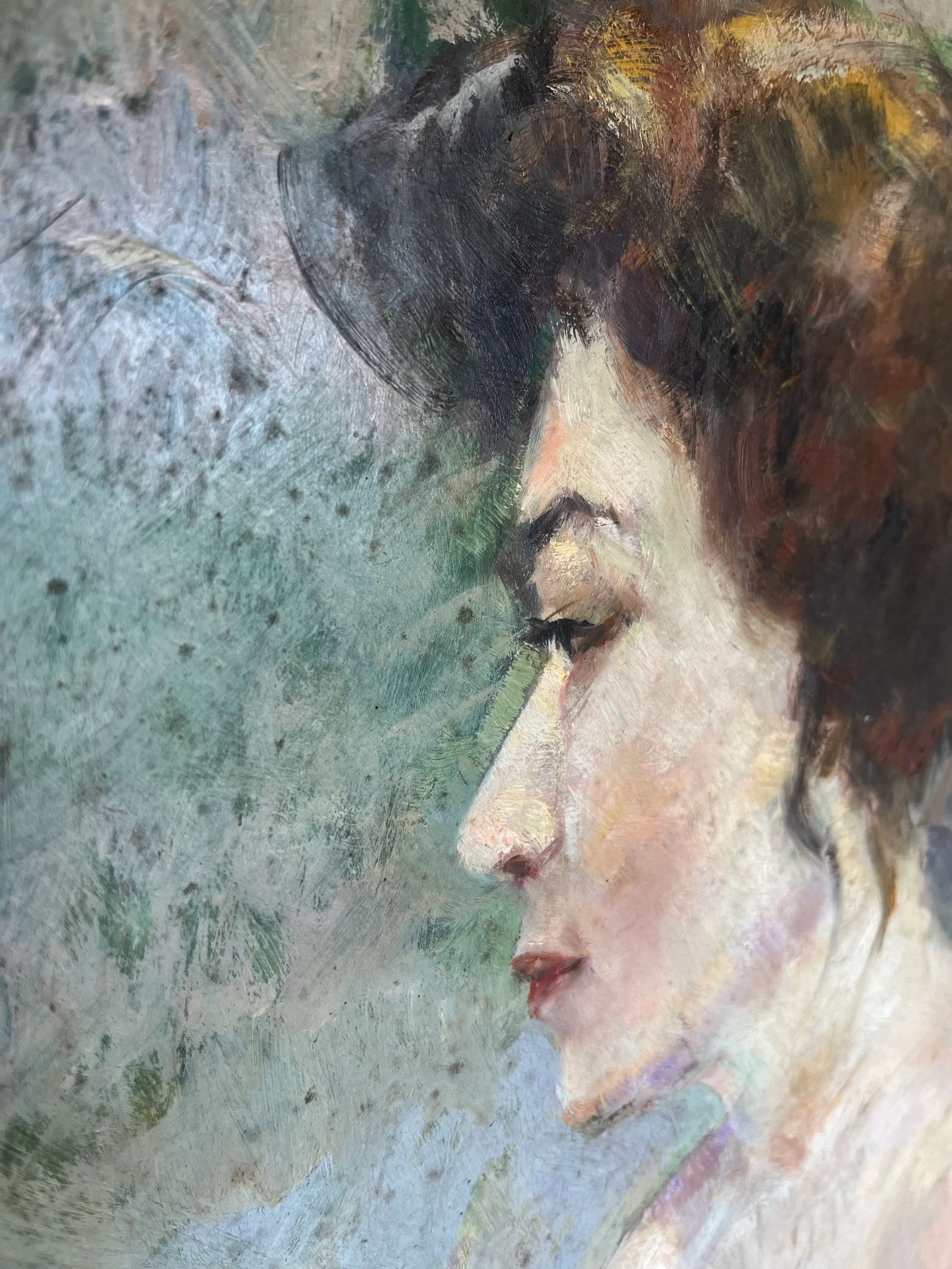 1970s Oil on Board Portrait Painting of Nude Woman - 8