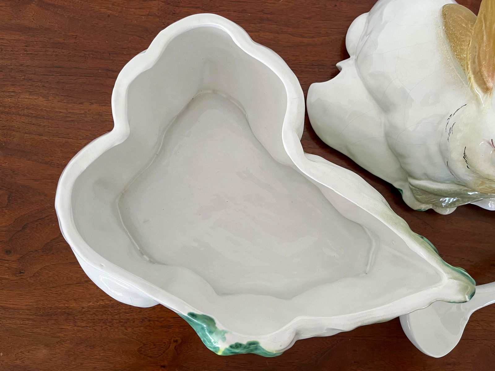 Large 1960s Vintage Nesting Rabbit Tureen With Ladle, Italian Majolica - 11