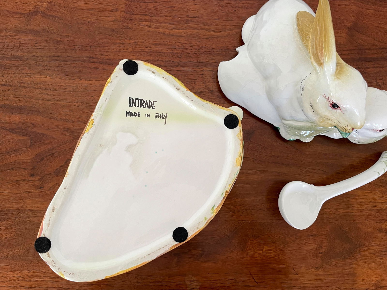 Large 1960s Vintage Nesting Rabbit Tureen With Ladle, Italian Majolica - 12