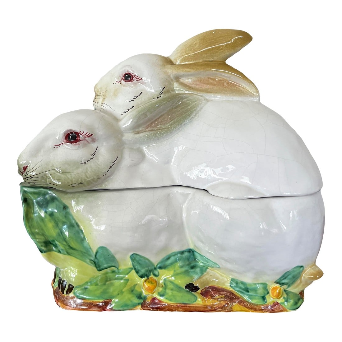 Large 1960s Vintage Nesting Rabbit Tureen With Ladle, Italian Majolica (1 of 12)