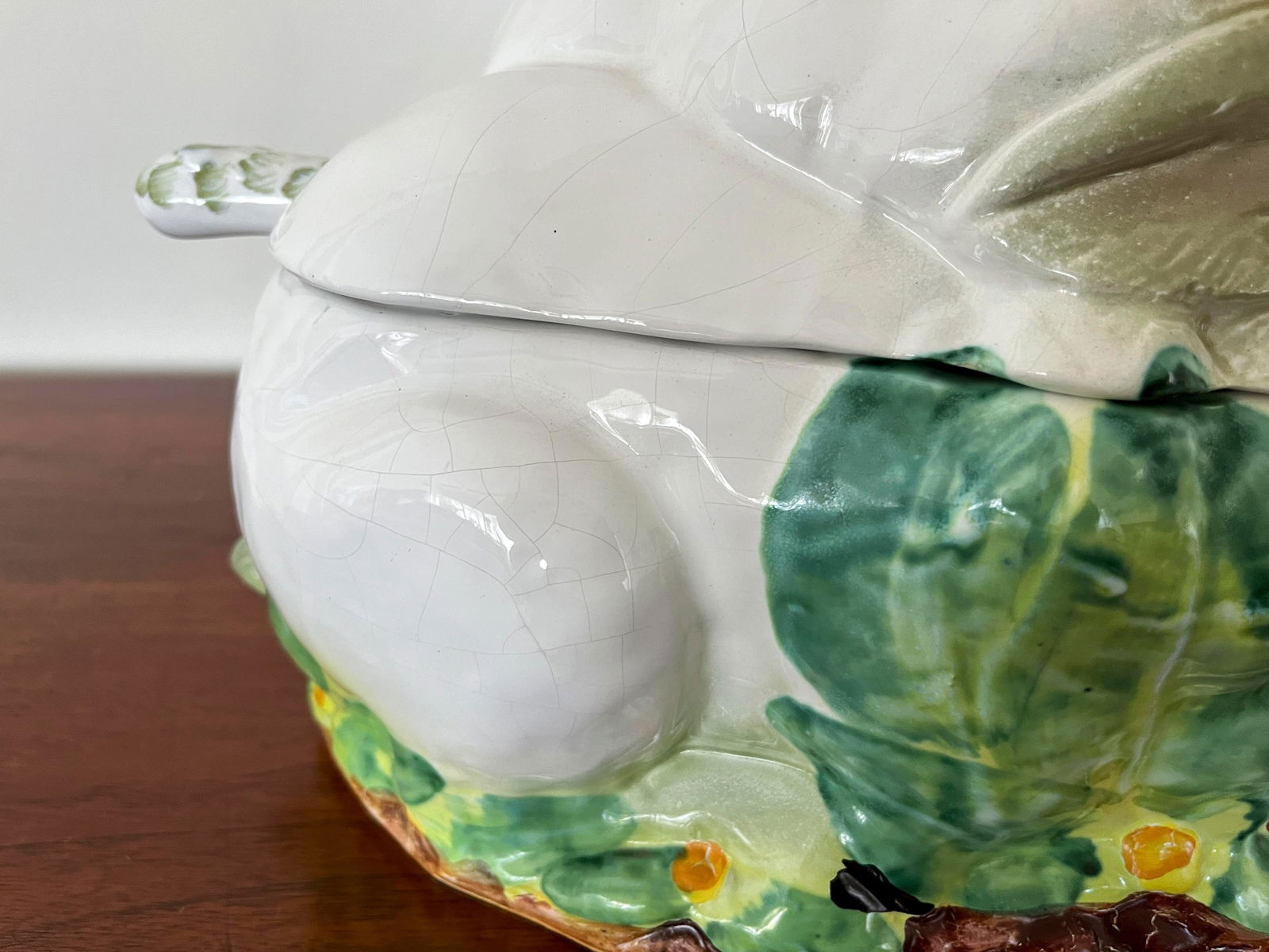 Large 1960s Vintage Nesting Rabbit Tureen With Ladle, Italian Majolica - 9