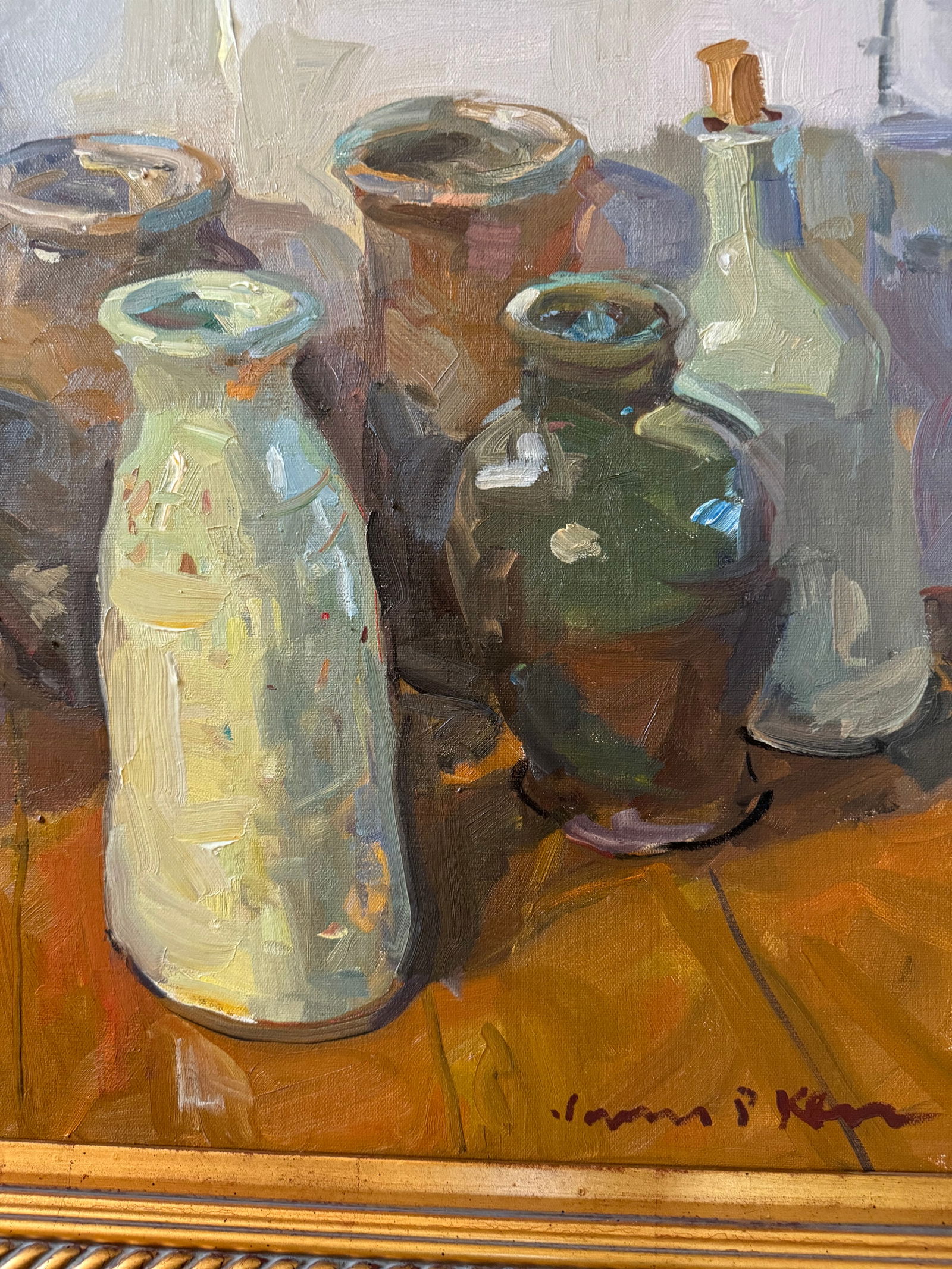 Crock and Jugs, Oil on Canvas by James P. Kerr, Framed - 3