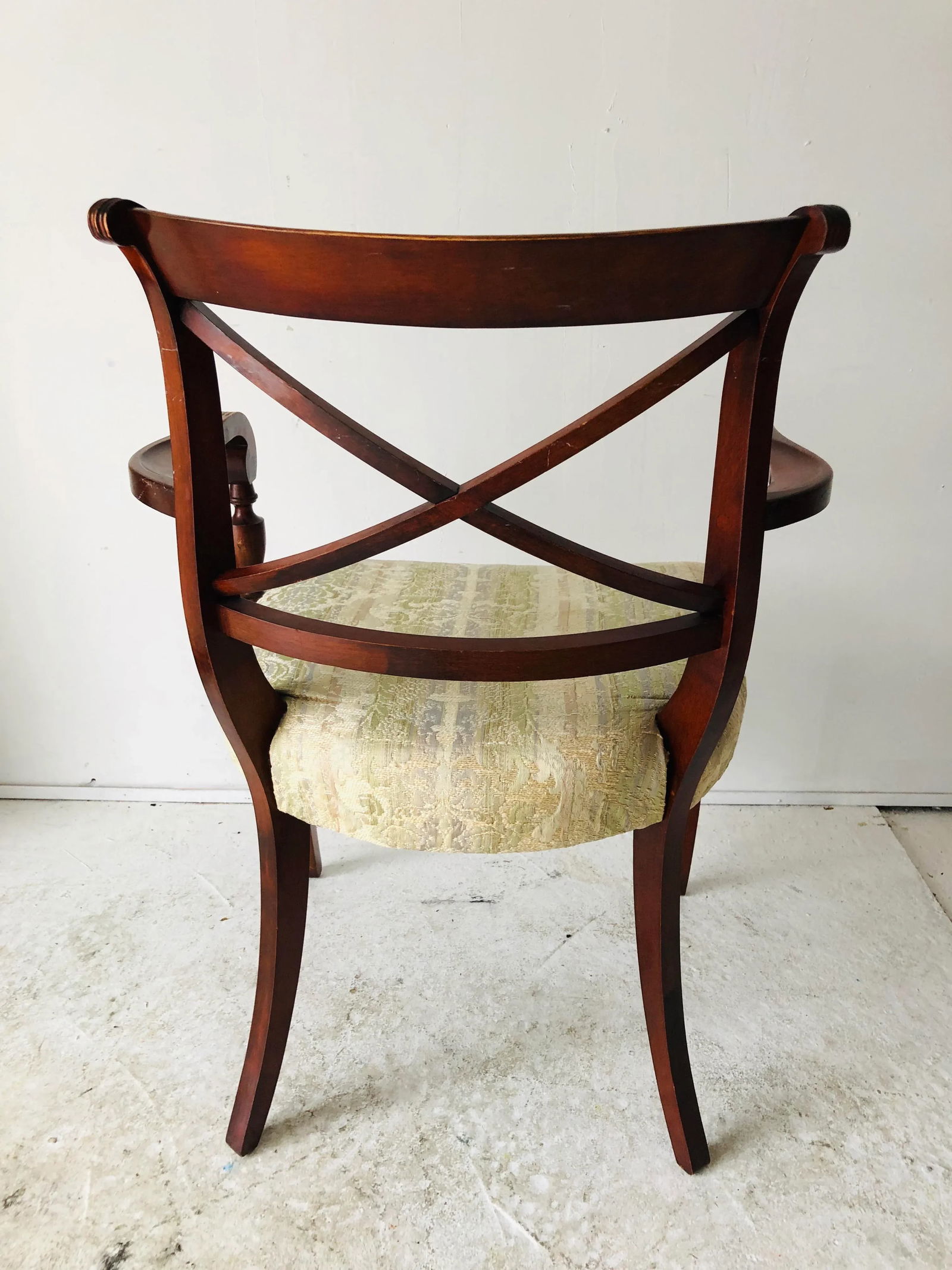 Hollywood Regency English Style Mahogany Arm Chairs, Pair - 6