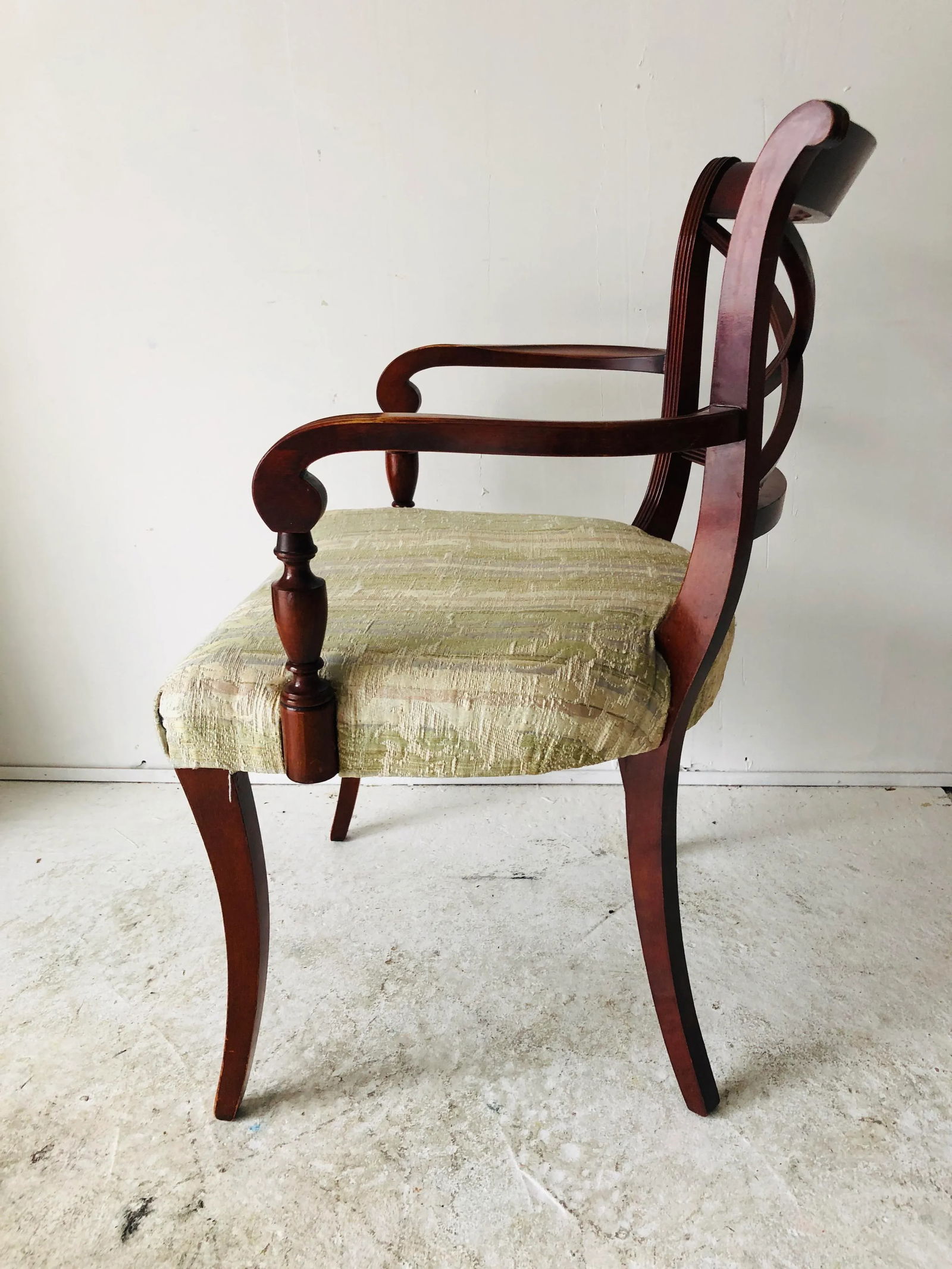 Hollywood Regency English Style Mahogany Arm Chairs, Pair - 7