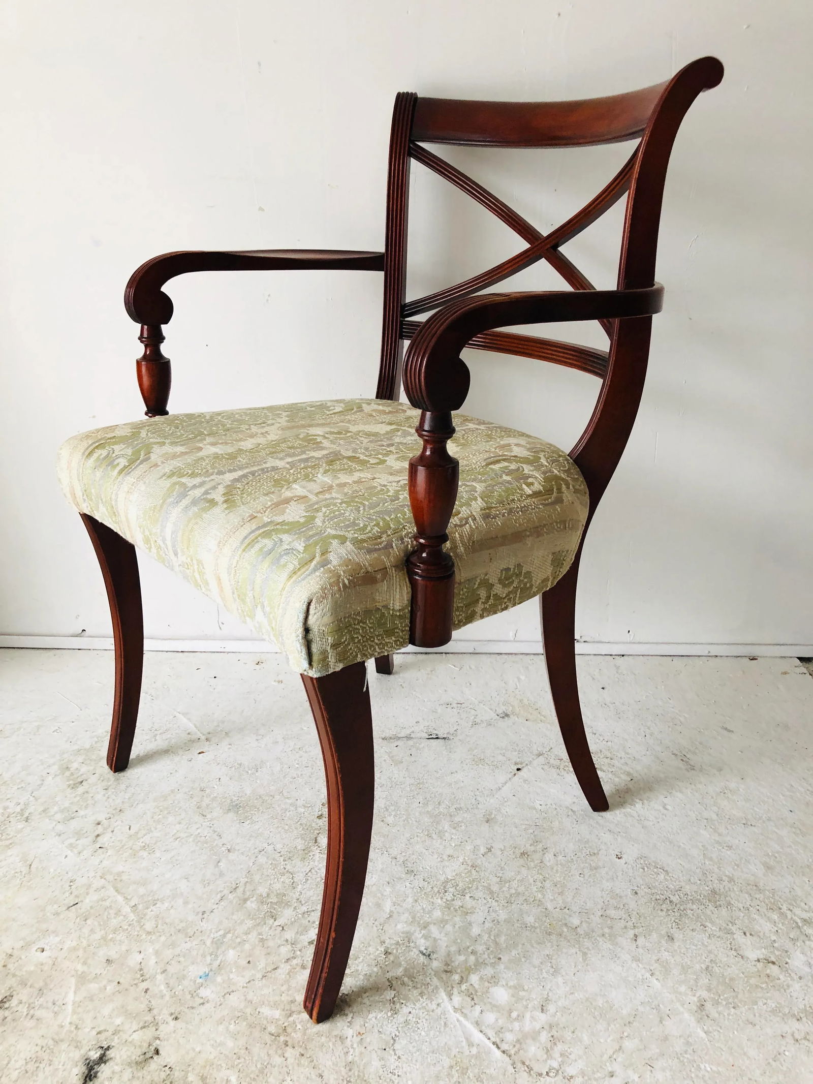 Hollywood Regency English Style Mahogany Arm Chairs, Pair - 8