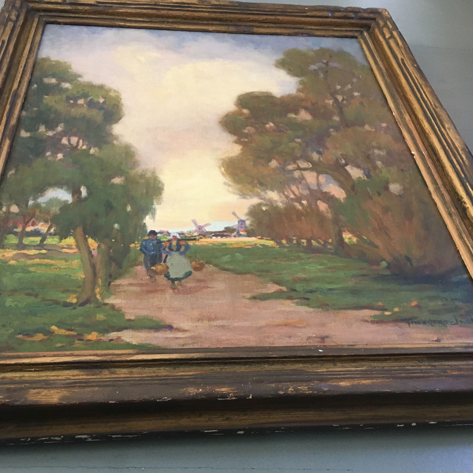 1920s Returning Home Landscape With Dutch Couple and Windmill - 10