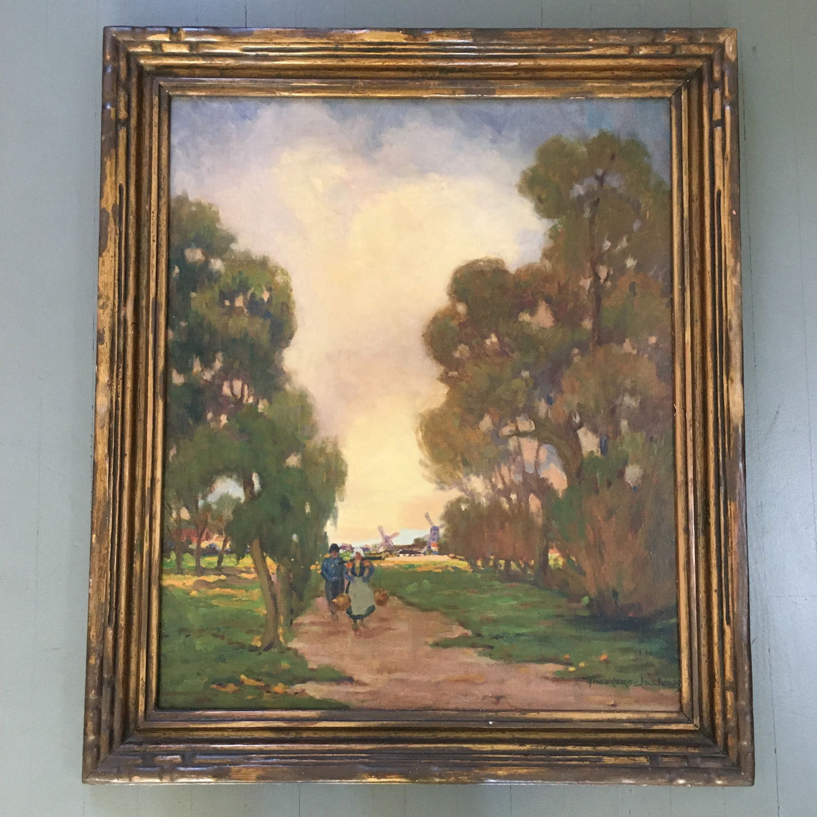 1920s Returning Home Landscape With Dutch Couple and Windmill - 12