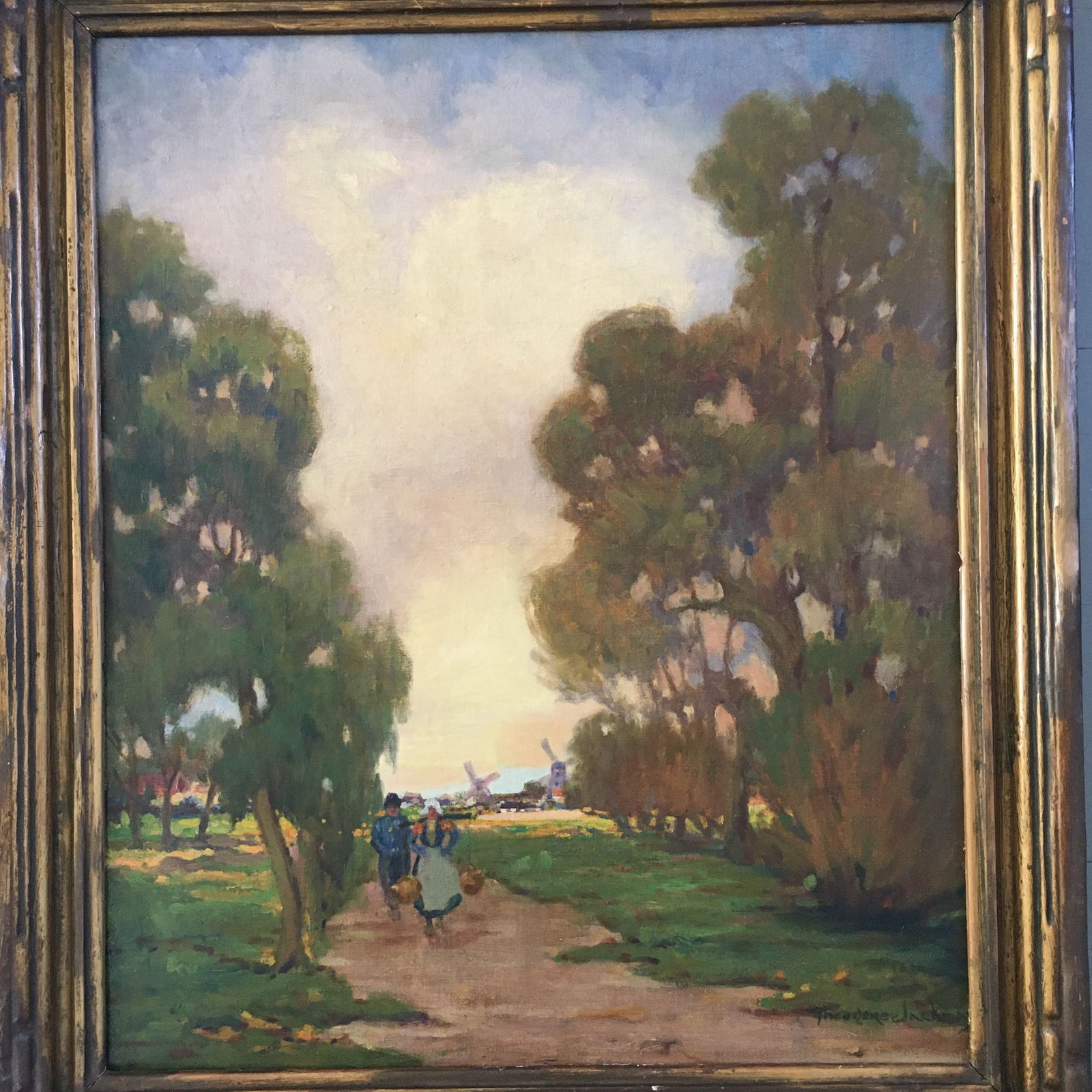 1920s Returning Home Landscape With Dutch Couple and Windmill - 2