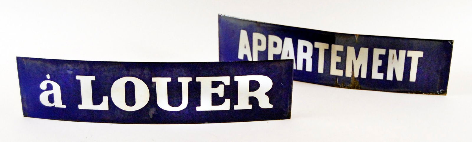 1920s Vintage French 'For Rent' Metal Signage - a Pair - 7