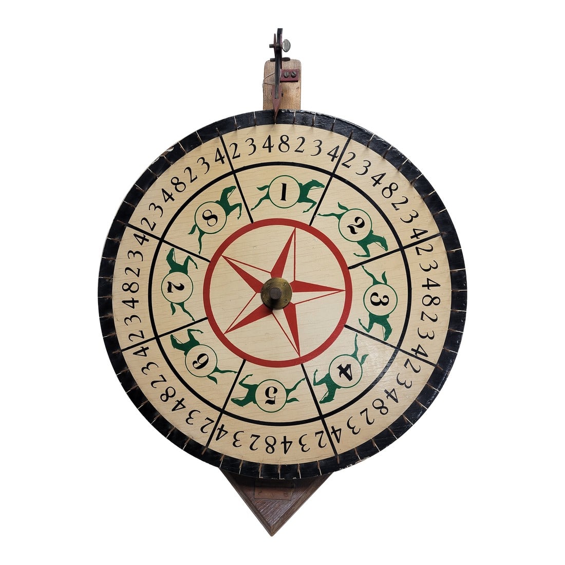 Vintage Circa 1950's Horse Race Themed Carnival Wheel With Stand and Flapper (1 of 12)