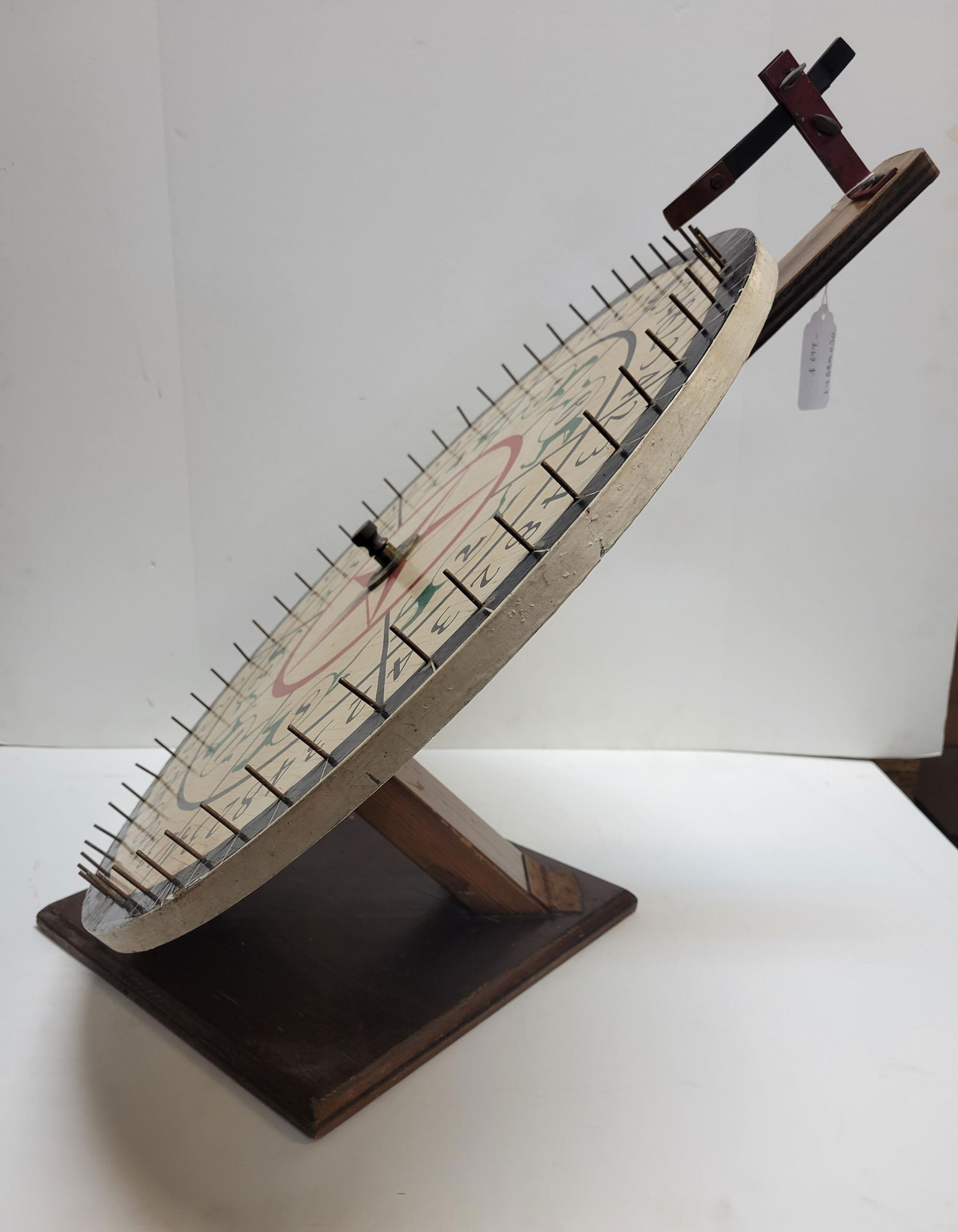 Vintage Circa 1950's Horse Race Themed Carnival Wheel With Stand and Flapper - 4