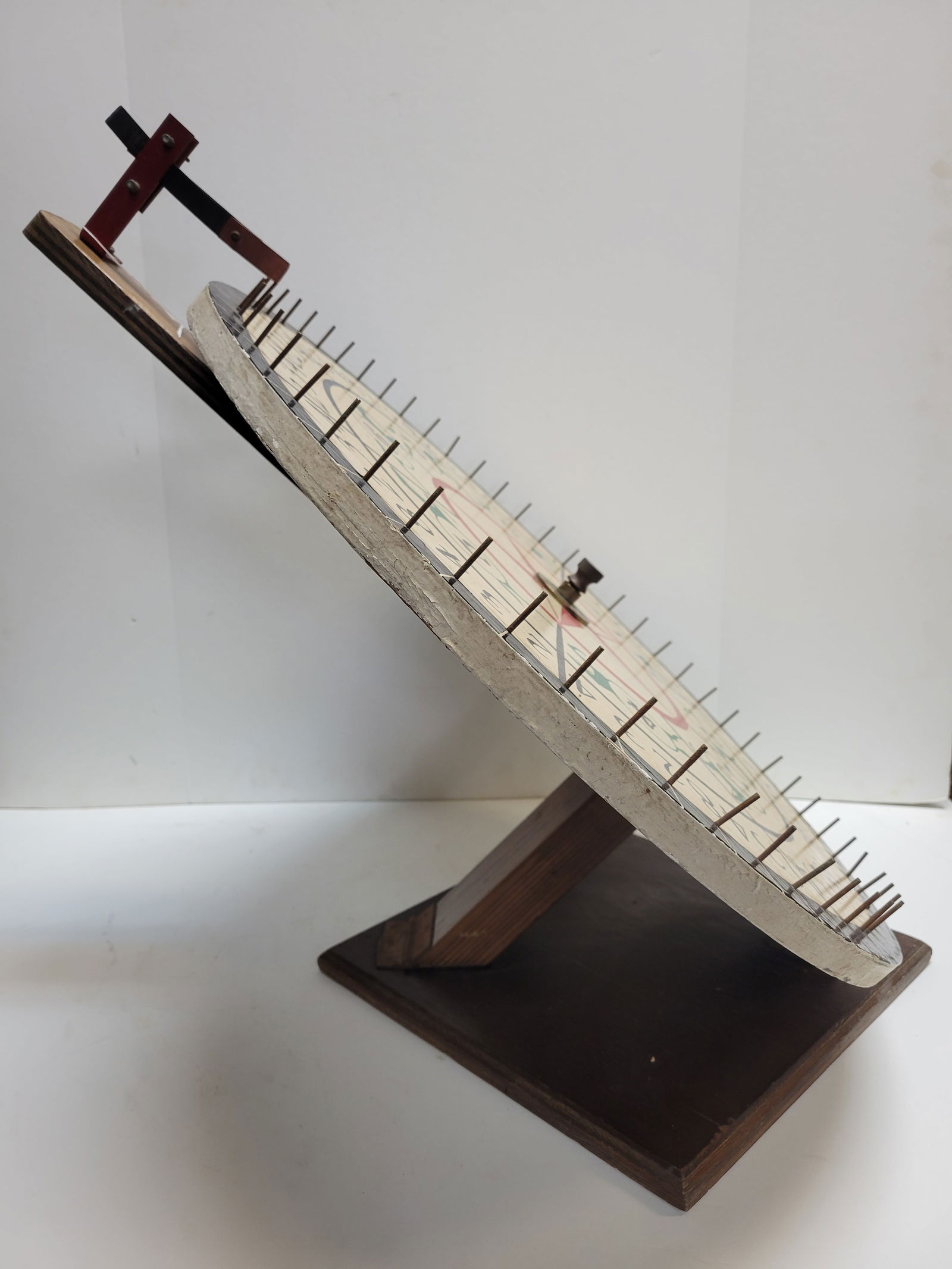 Vintage Circa 1950's Horse Race Themed Carnival Wheel With Stand and Flapper - 5