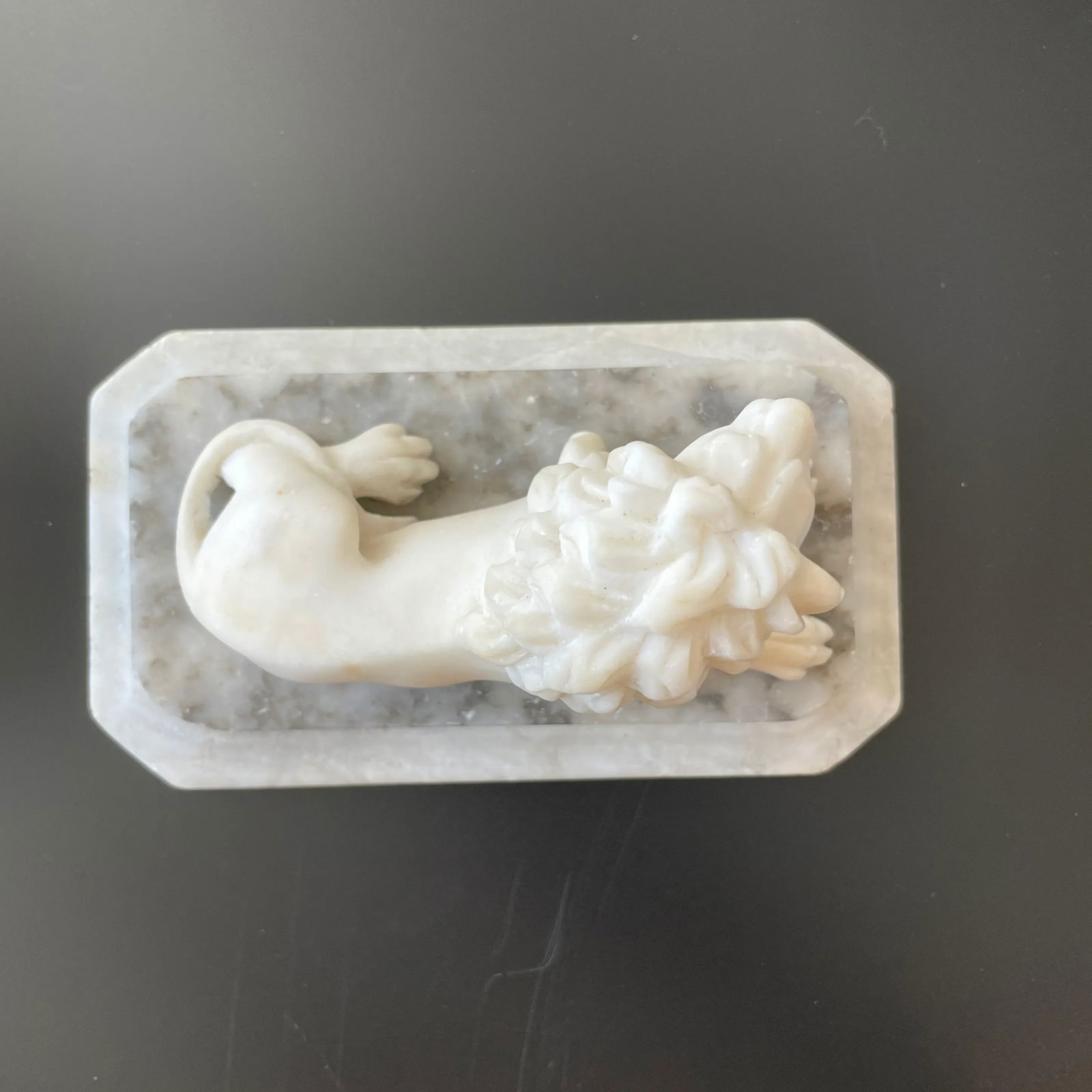 Mid 19th Century Victorian Grand Tour Carved Lion Marble Desk Paperweight - 5