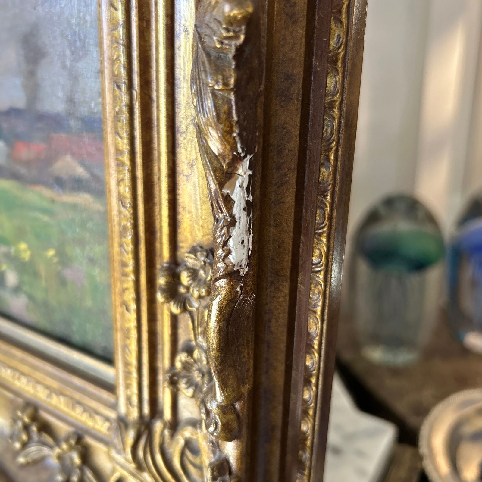 Oil on Canvas Painting in Classic Gilt Frame Signed - 11