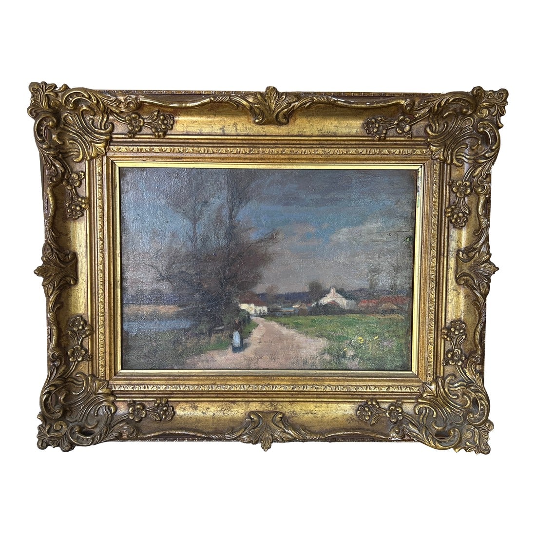 Oil on Canvas Painting in Classic Gilt Frame Signed (1 of 12)