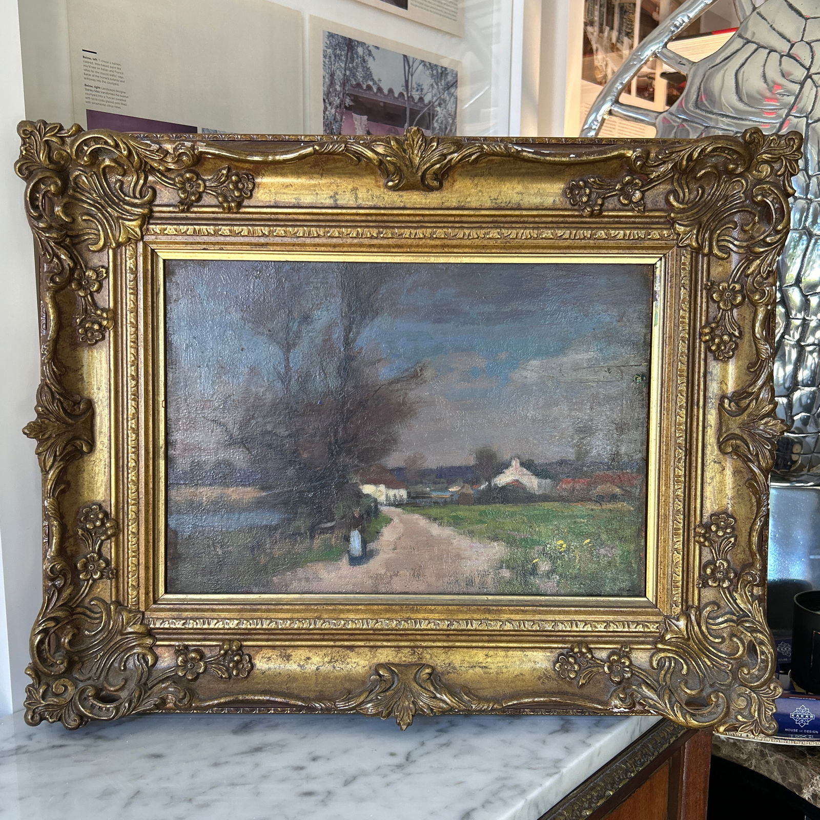 Oil on Canvas Painting in Classic Gilt Frame Signed - 2