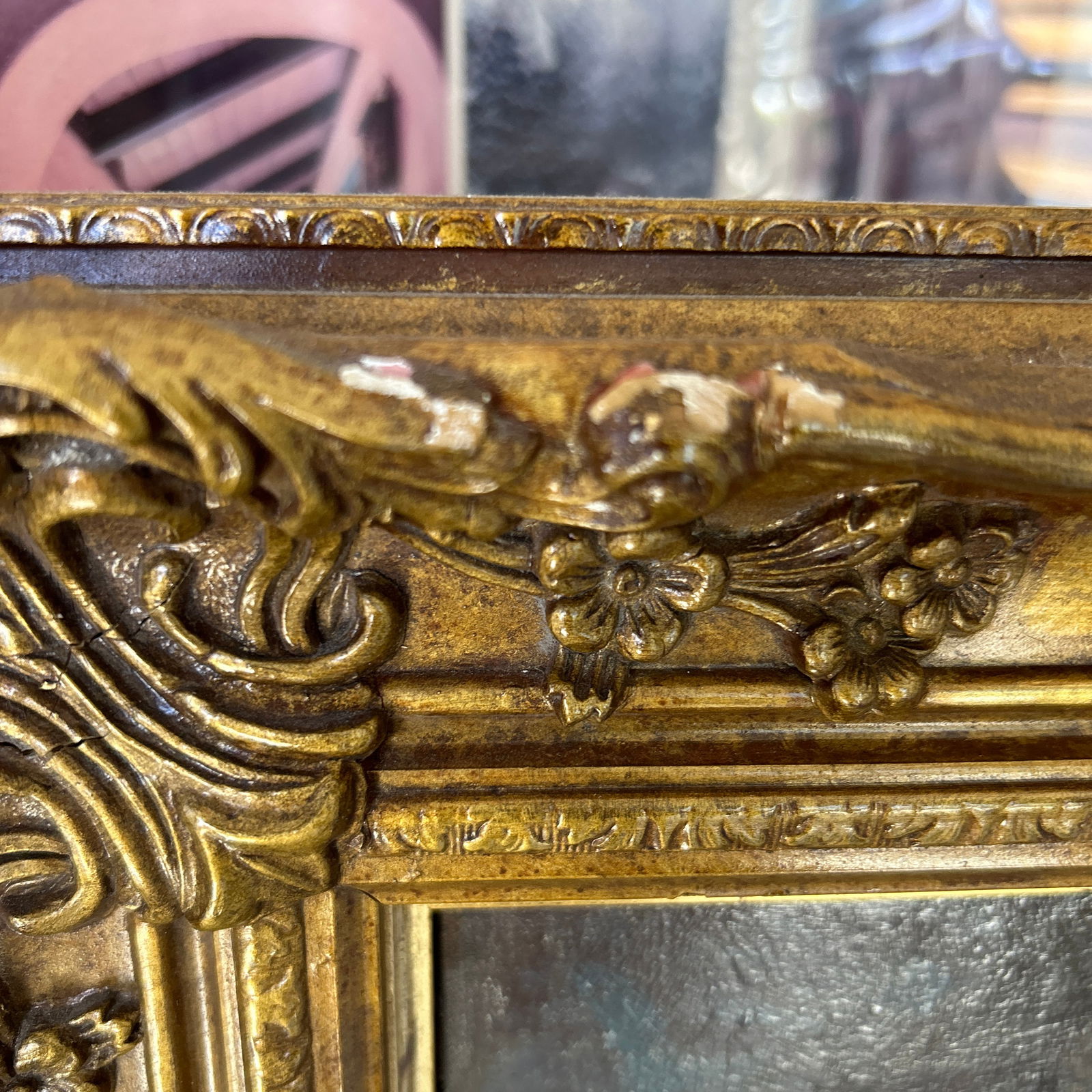 Oil on Canvas Painting in Classic Gilt Frame Signed - 8